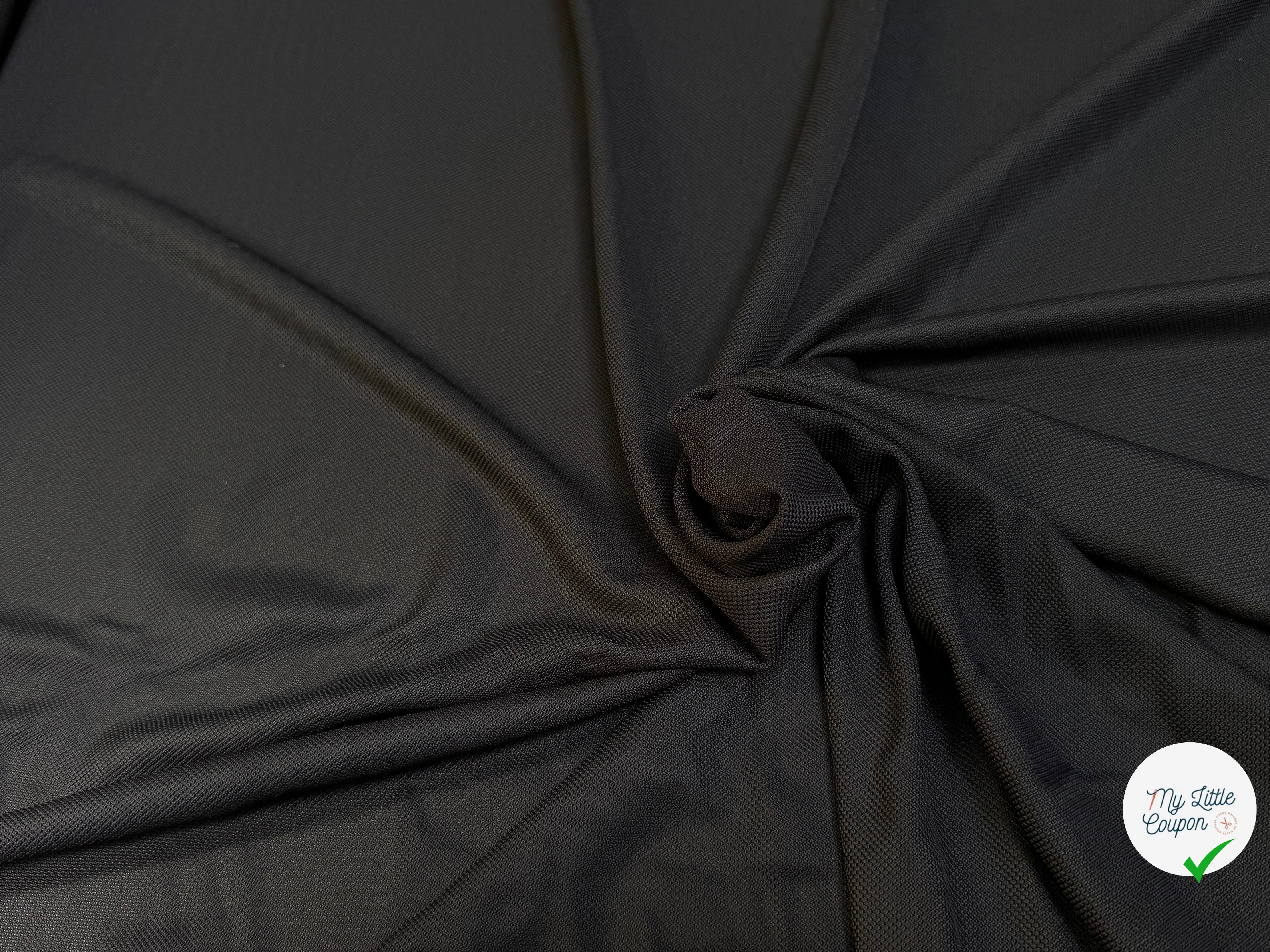 MAILLE VISCOSE PIQUET ULTRA STRETCH NOIR - My Little Coupon
