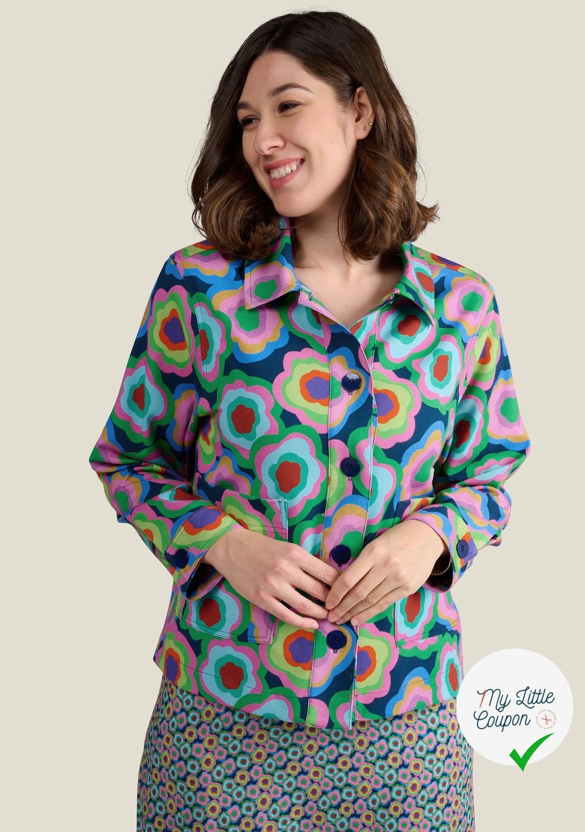 MAILLE VISCOSE STRETCH IMPRIMÉ FLEURS PSYCHÉDÉLIQUES - My Little Coupon