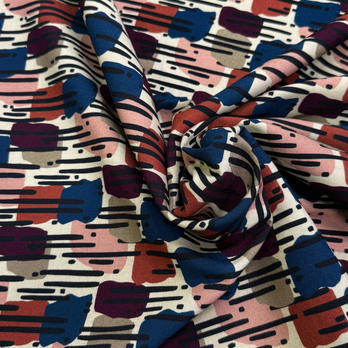 MAILLE VISCOSE STRETCH IMPRIMÉ MOTIF ANNÉES 70 MISTERY PLUIE - My Little Coupon