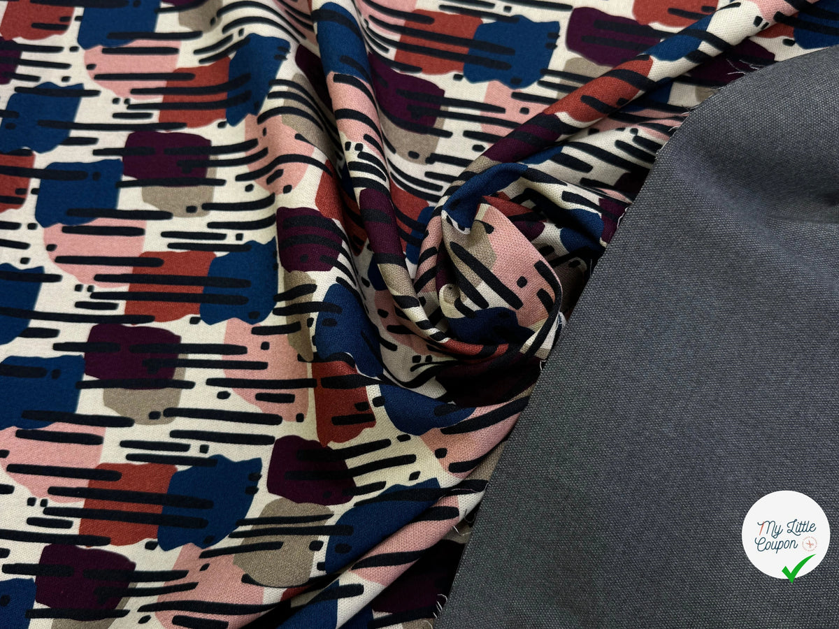 MAILLE VISCOSE STRETCH IMPRIMÉ MOTIF ANNÉES 70 MISTERY PLUIE - My Little Coupon