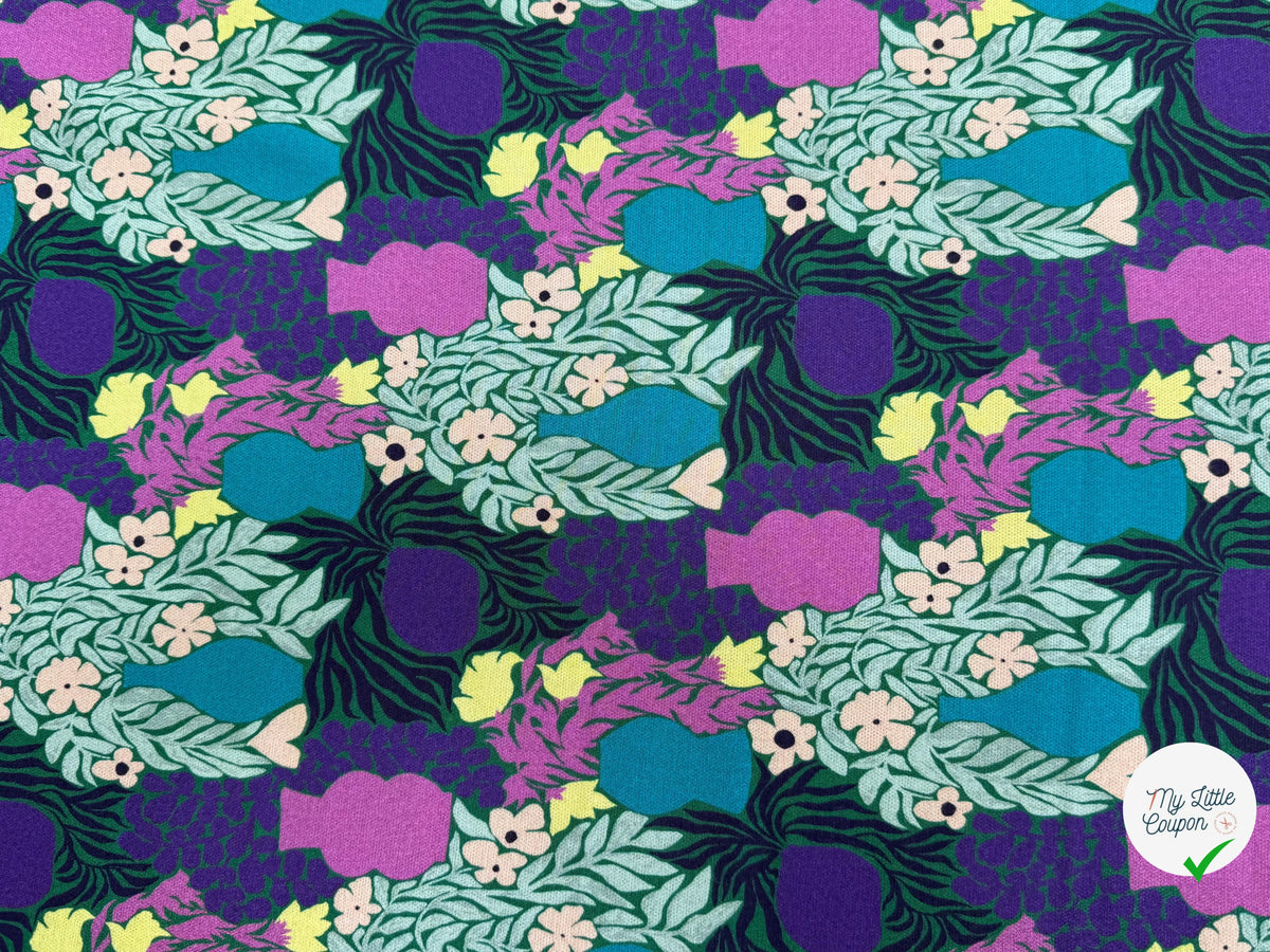 MAILLE VISCOSE STRETCH IMPRIMÉ VASES ET FEUILLAGES ESPRIT MATISSE - My Little Coupon