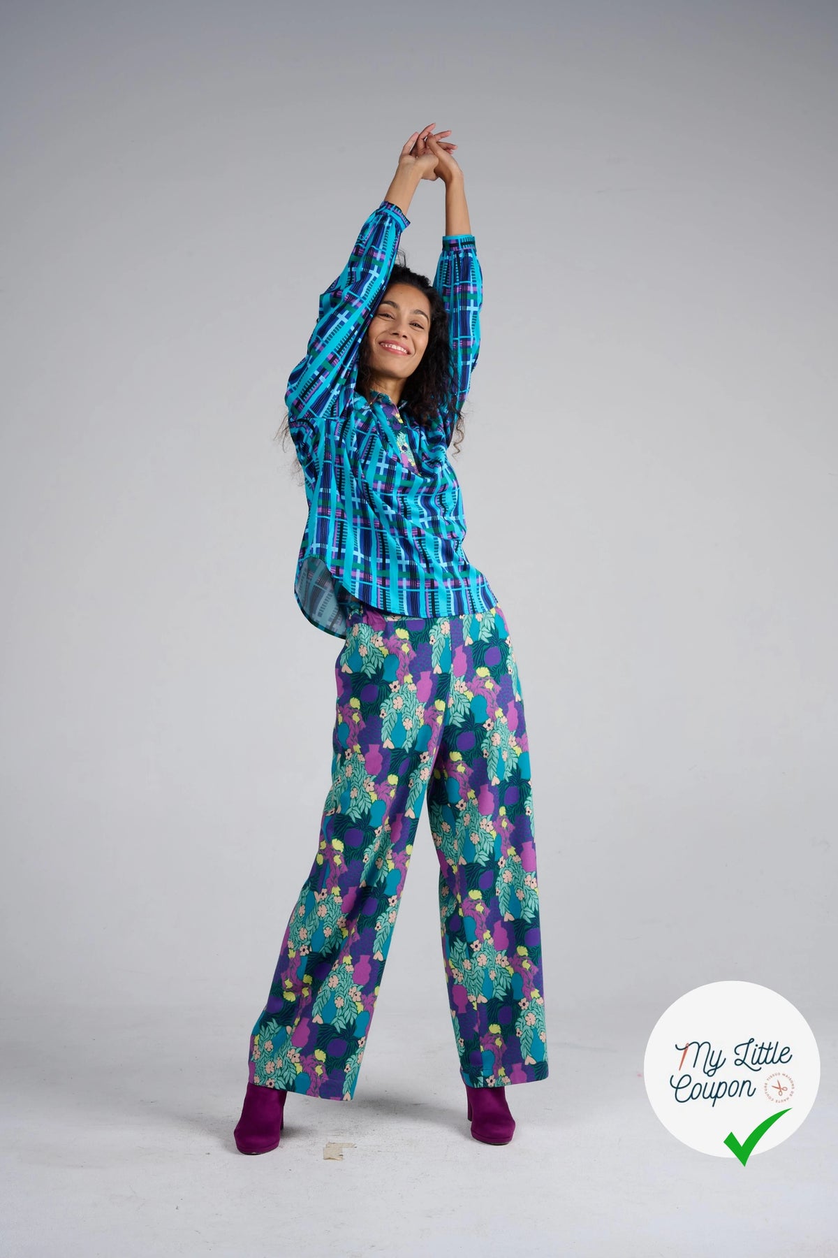 MAILLE VISCOSE STRETCH IMPRIMÉ VASES ET FEUILLAGES ESPRIT MATISSE - My Little Coupon