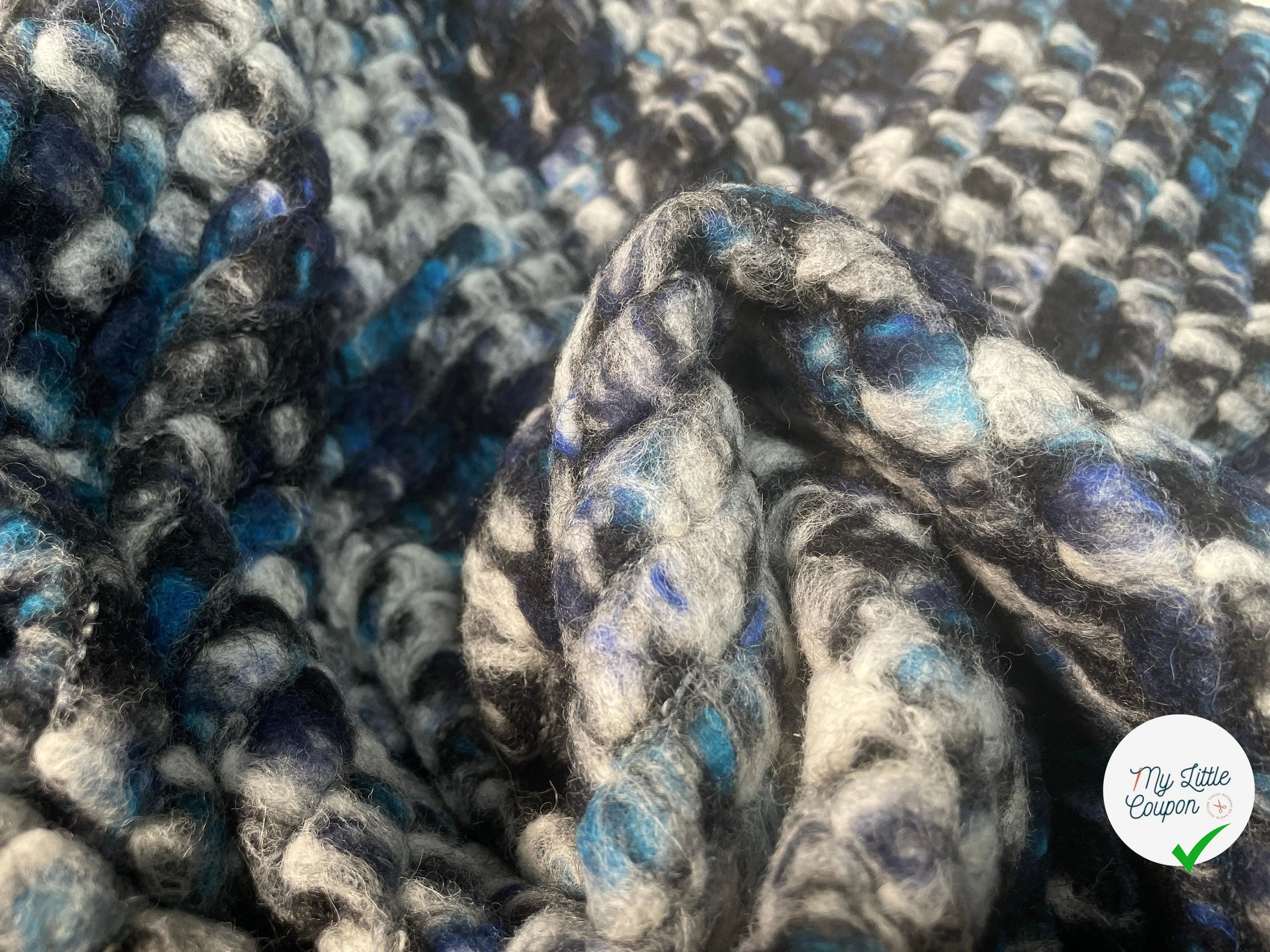 MANTEAU BOUCLETTE STRUCTURE MAILLE CHINĂ MULTICOLORE TENDANCE BLEU - My Little Coupon - tissu - coudre