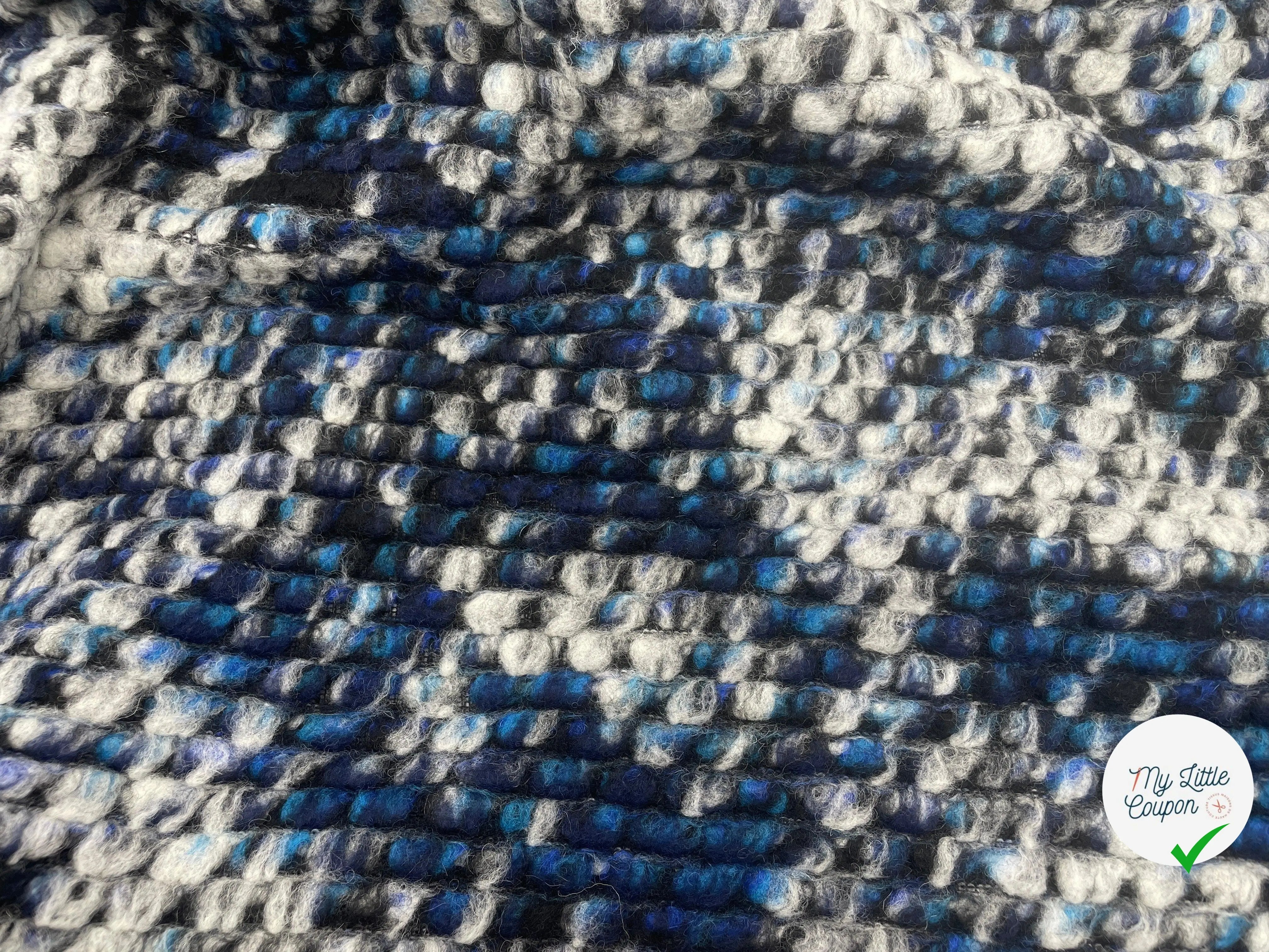 MANTEAU BOUCLETTE STRUCTURE MAILLE CHINĂ MULTICOLORE TENDANCE BLEU - My Little Coupon - tissu - coudre