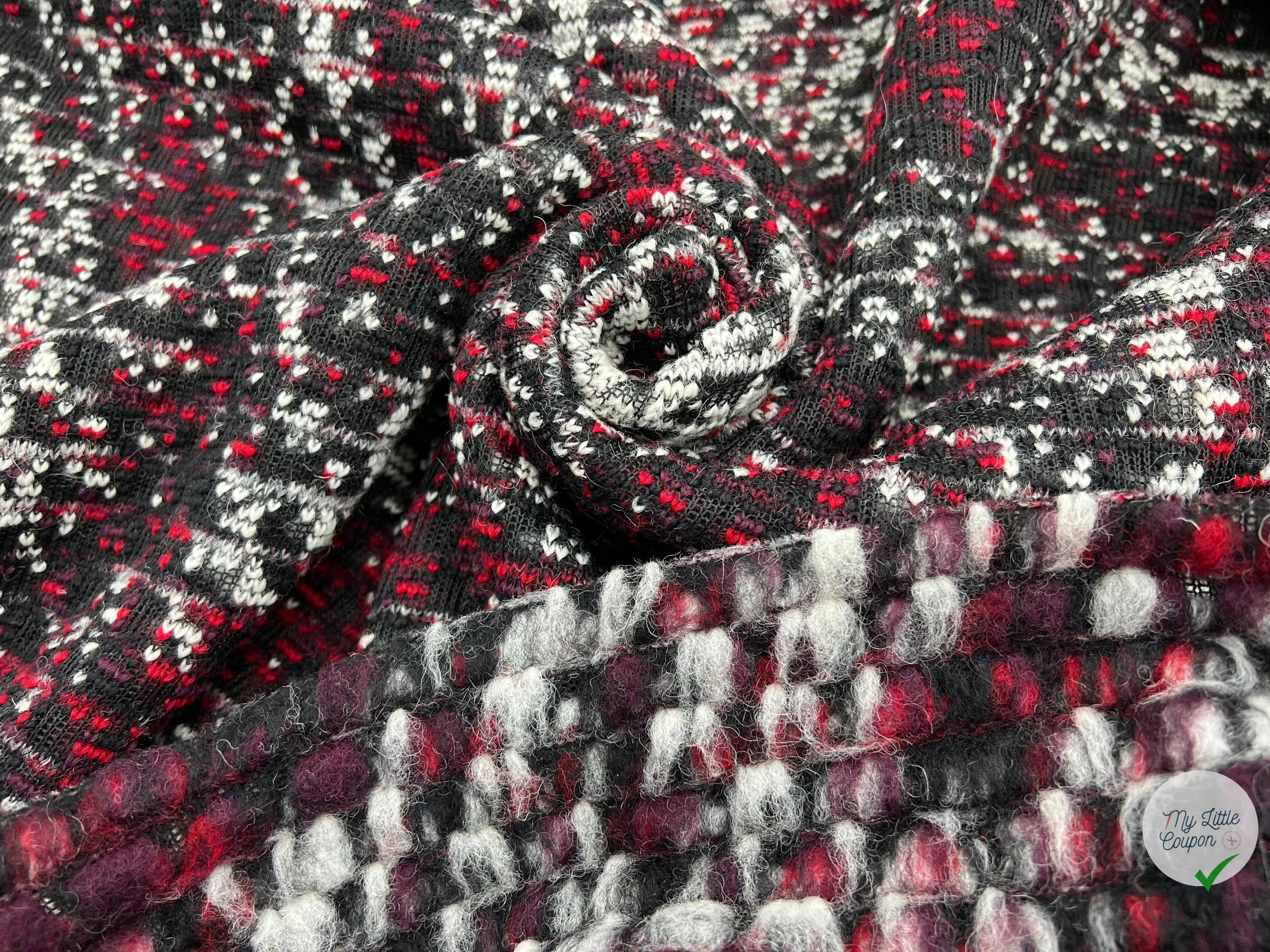 MANTEAU BOUCLETTE STRUCTURE MAILLE CHINĂ MULTICOLORE - coupon de tissu de 3 mĂštres - My Little Coupon - tissu - coudre