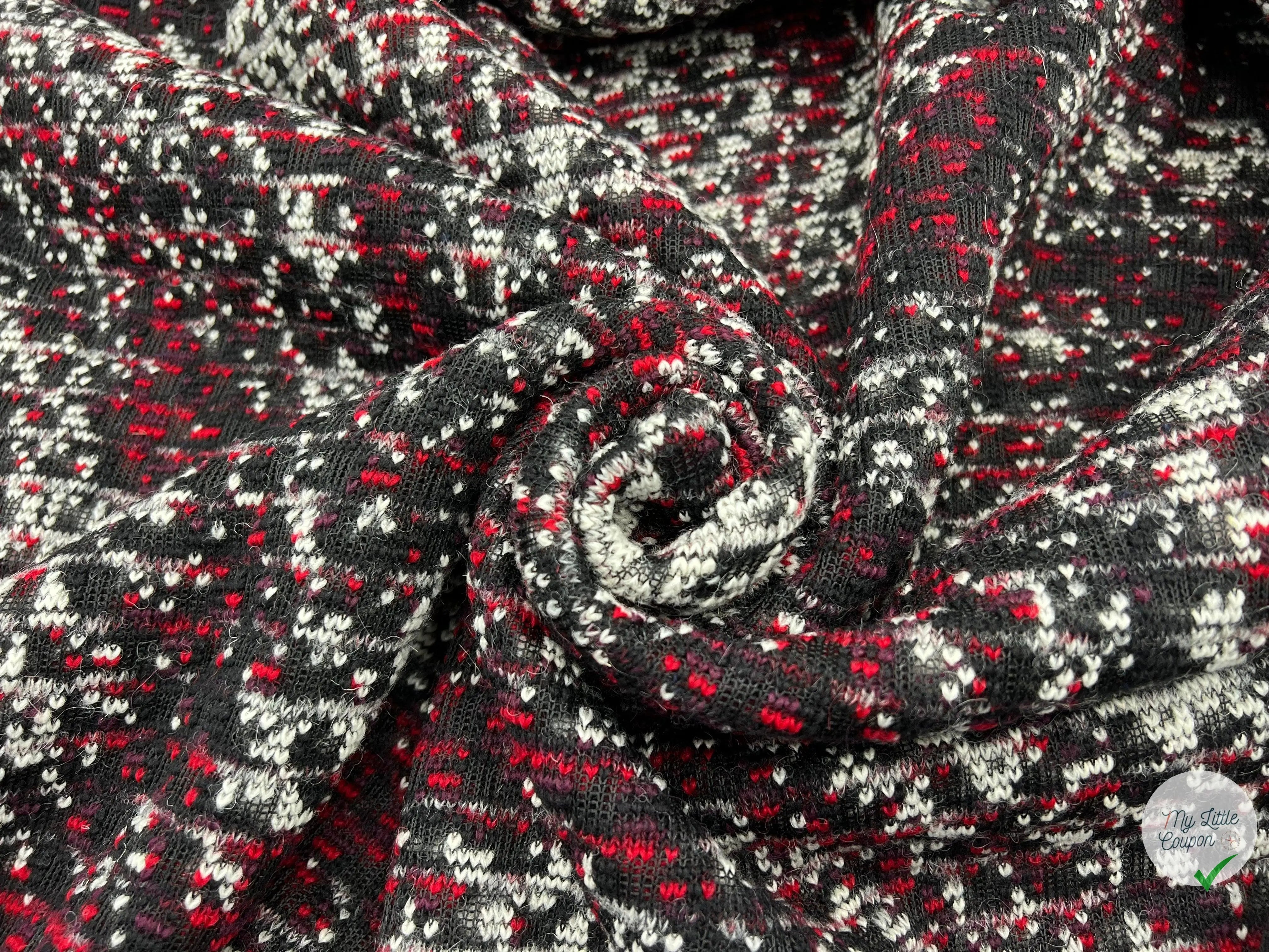 MANTEAU BOUCLETTE STRUCTURE MAILLE CHINĂ MULTICOLORE - coupon de tissu de 3 mĂštres - My Little Coupon - tissu - coudre