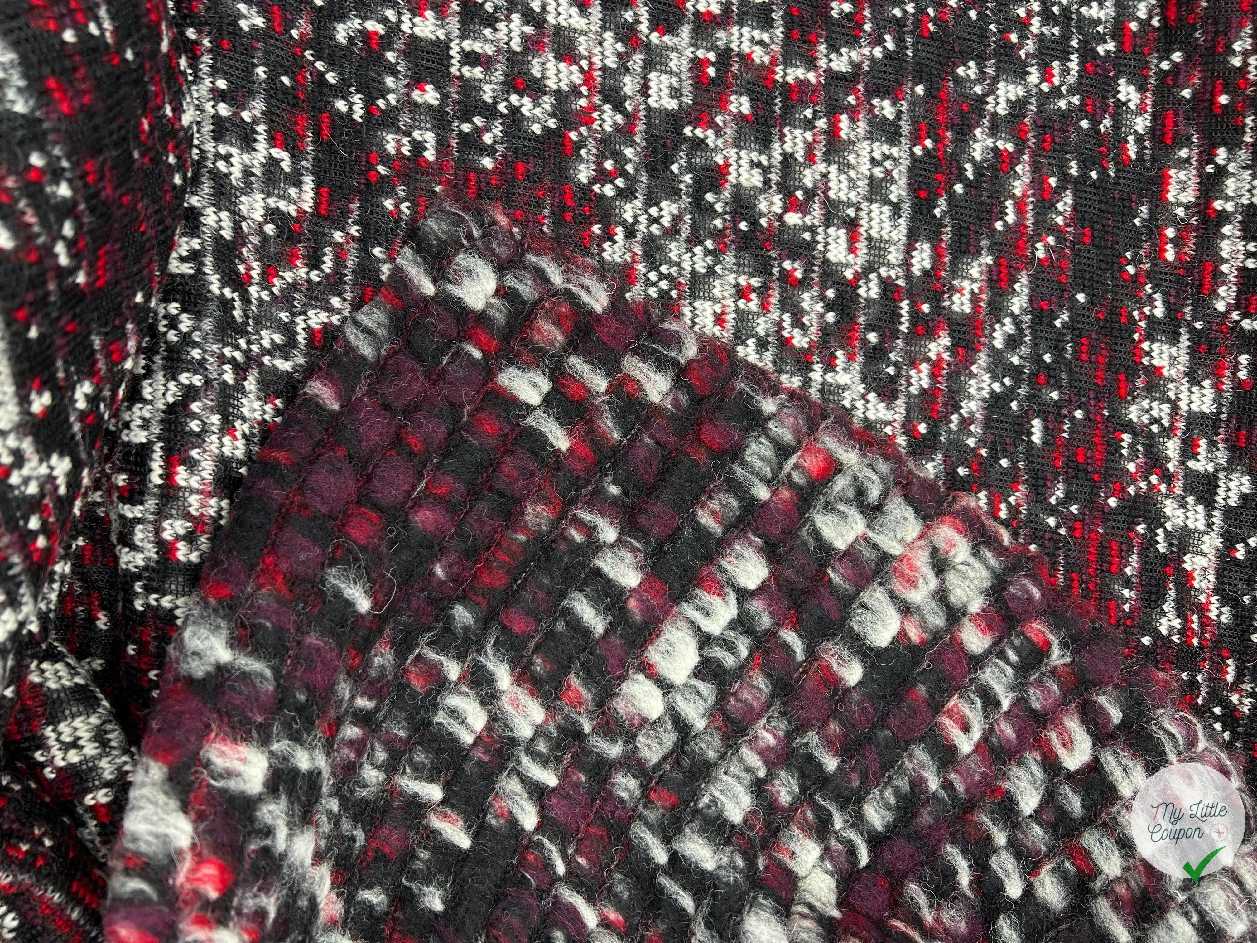 MANTEAU BOUCLETTE STRUCTURE MAILLE CHINĂ MULTICOLORE - coupon de tissu de 3 mĂštres - My Little Coupon - tissu - coudre