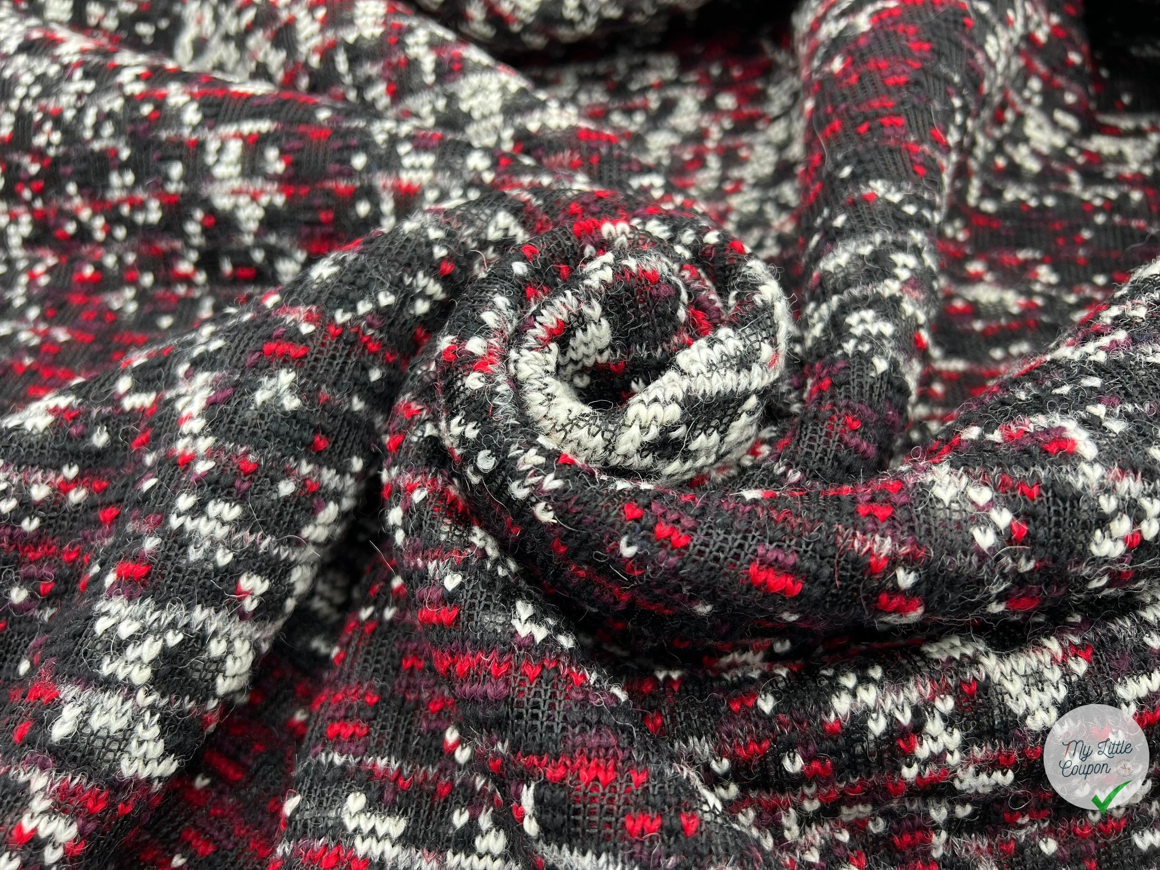 MANTEAU BOUCLETTE STRUCTURE MAILLE CHINĂ MULTICOLORE - coupon de tissu de 3 mĂštres - My Little Coupon - tissu - coudre