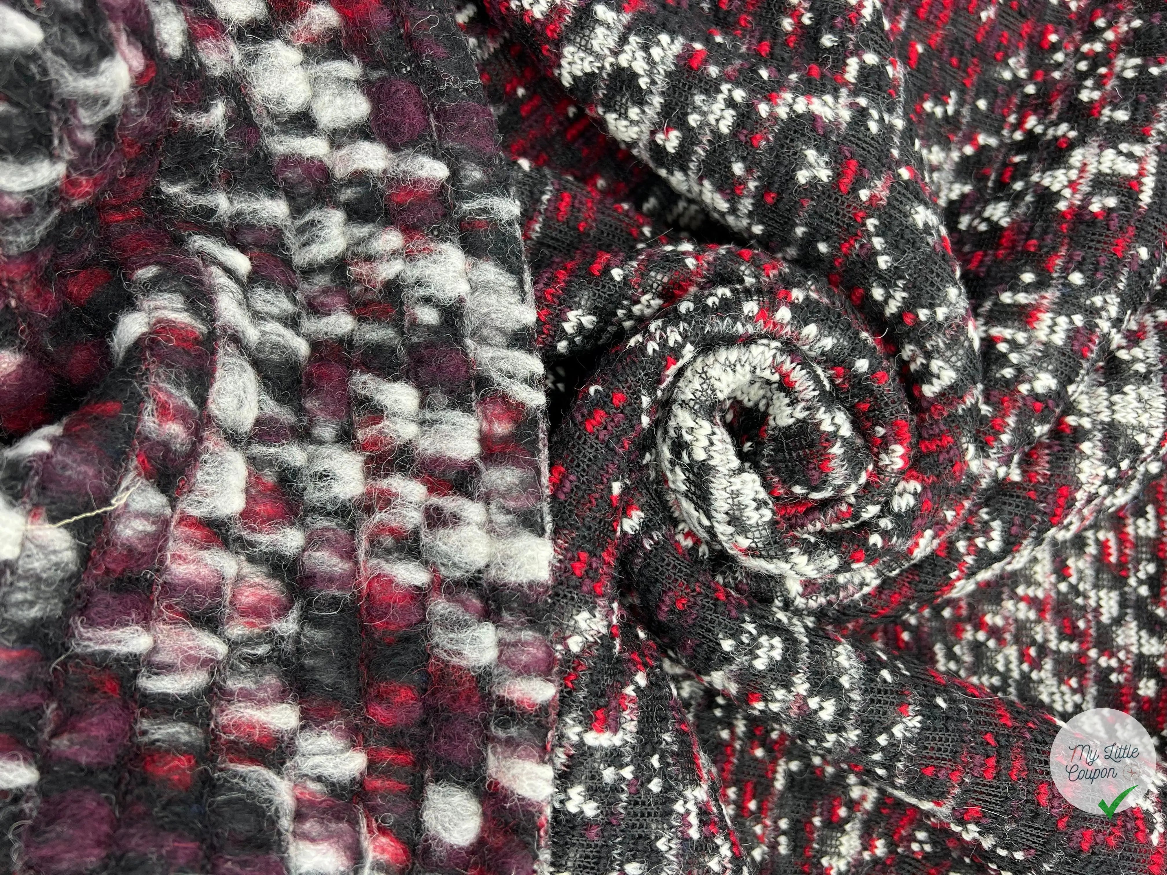 MANTEAU BOUCLETTE STRUCTURE MAILLE CHINĂ MULTICOLORE - coupon de tissu de 3 mĂštres - My Little Coupon - tissu - coudre
