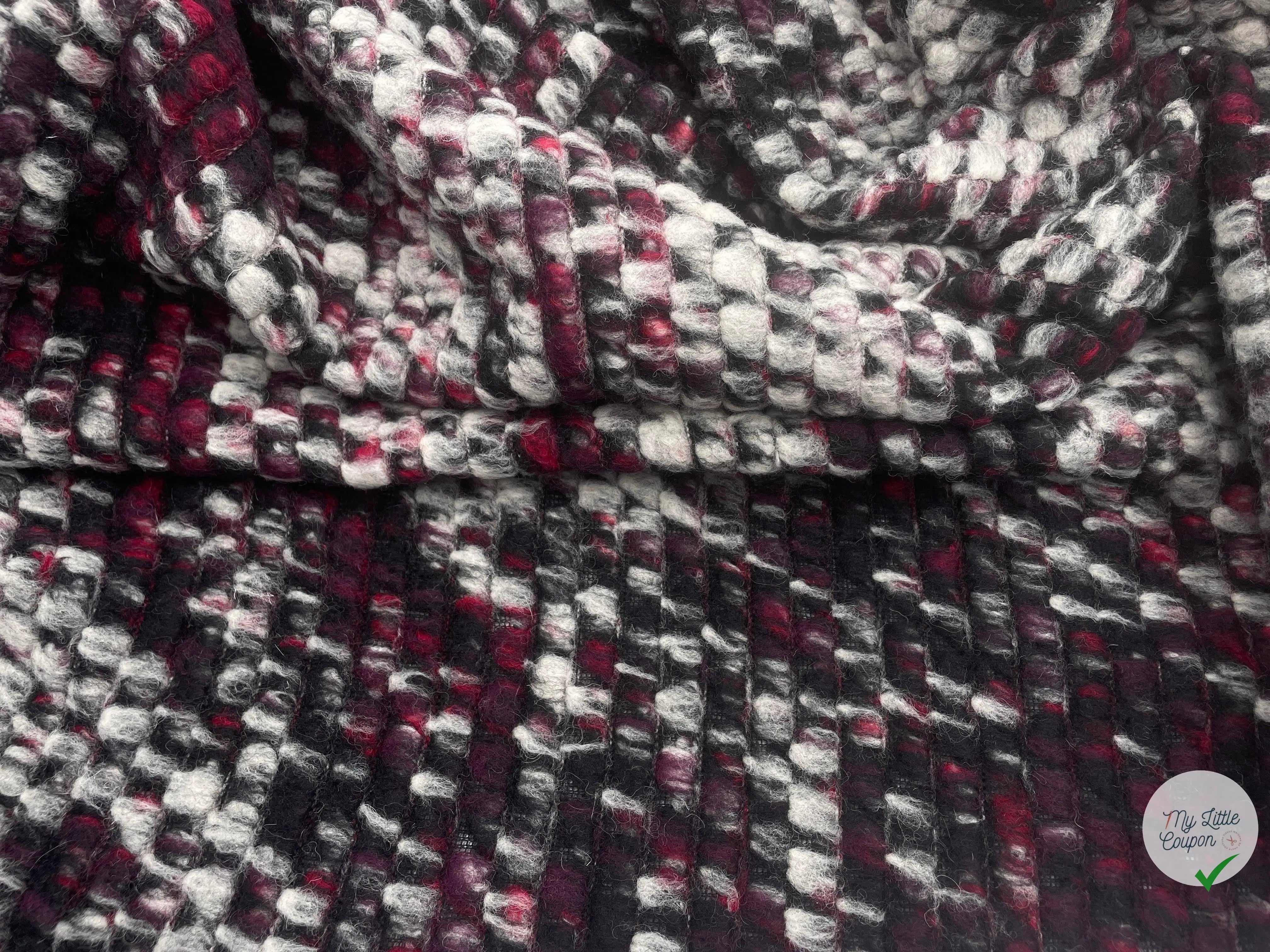 MANTEAU BOUCLETTE STRUCTURE MAILLE CHINĂ MULTICOLORE - coupon de tissu de 3 mĂštres - My Little Coupon - tissu - coudre