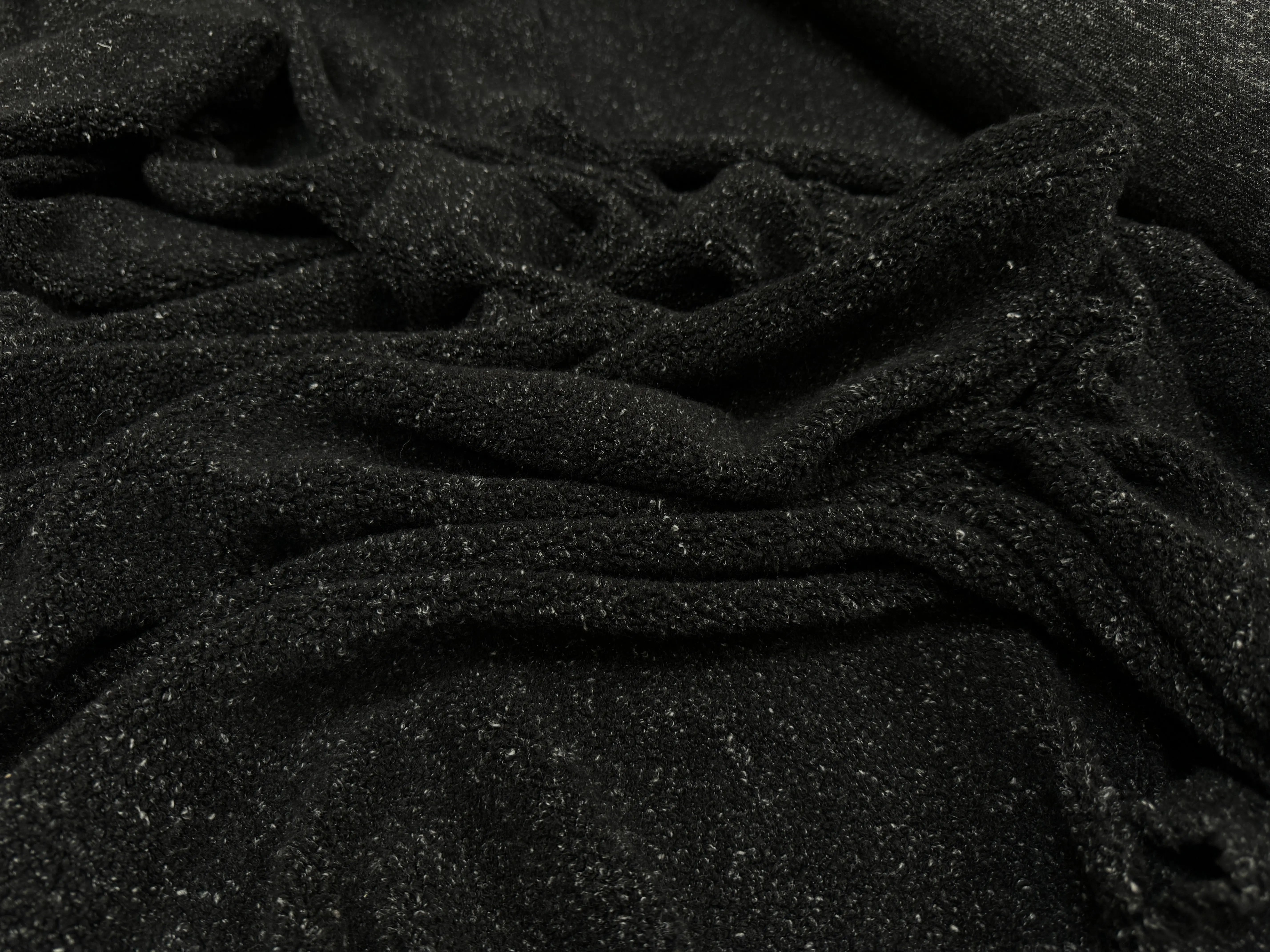 MANTEAU CHENILLE NOIR CHINÉ TRICOT - My Little Coupon