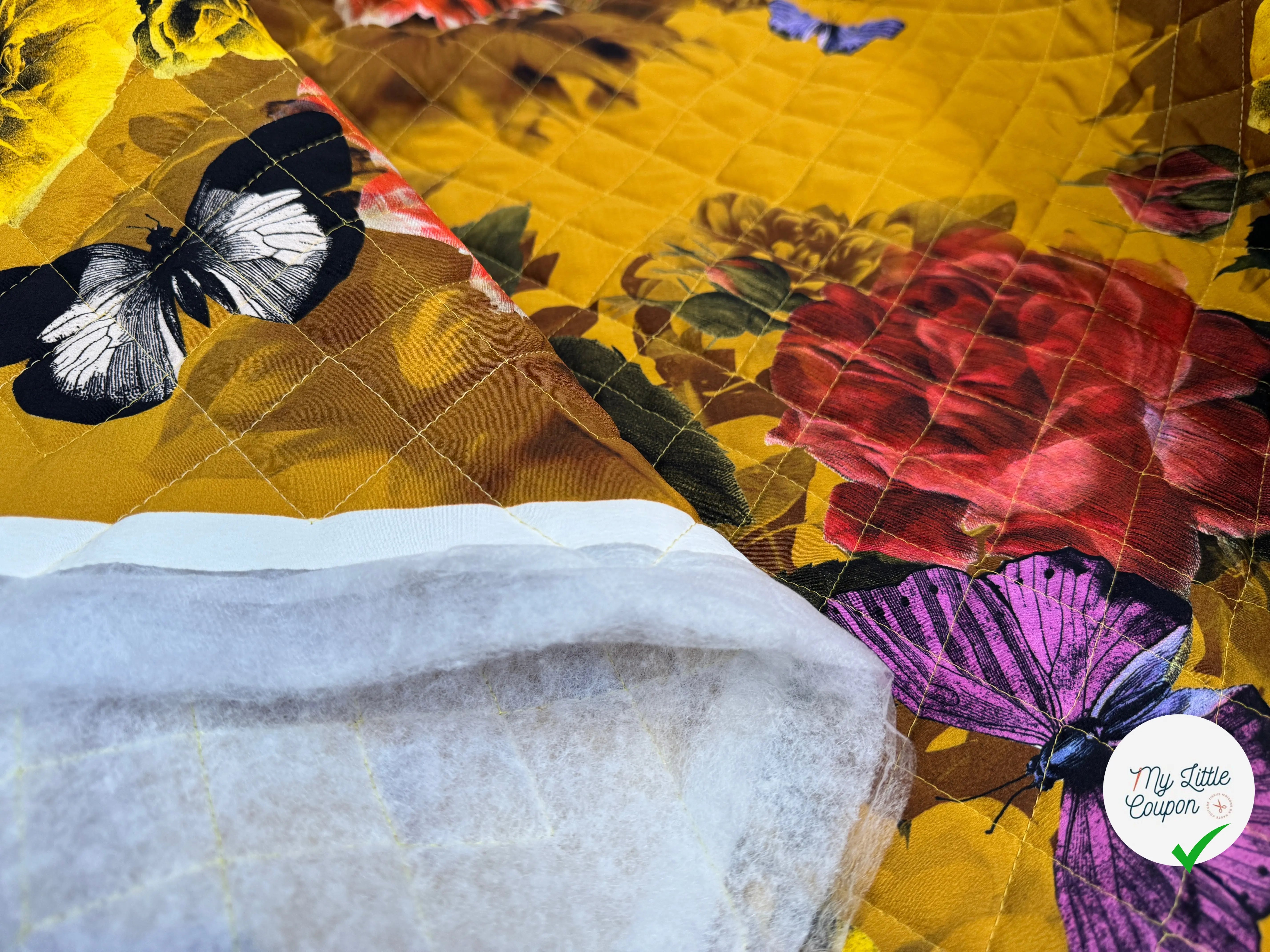 MATELASSÉ SIMPLE FACE CREPE PAPILLON JAUNE - My Little Coupon