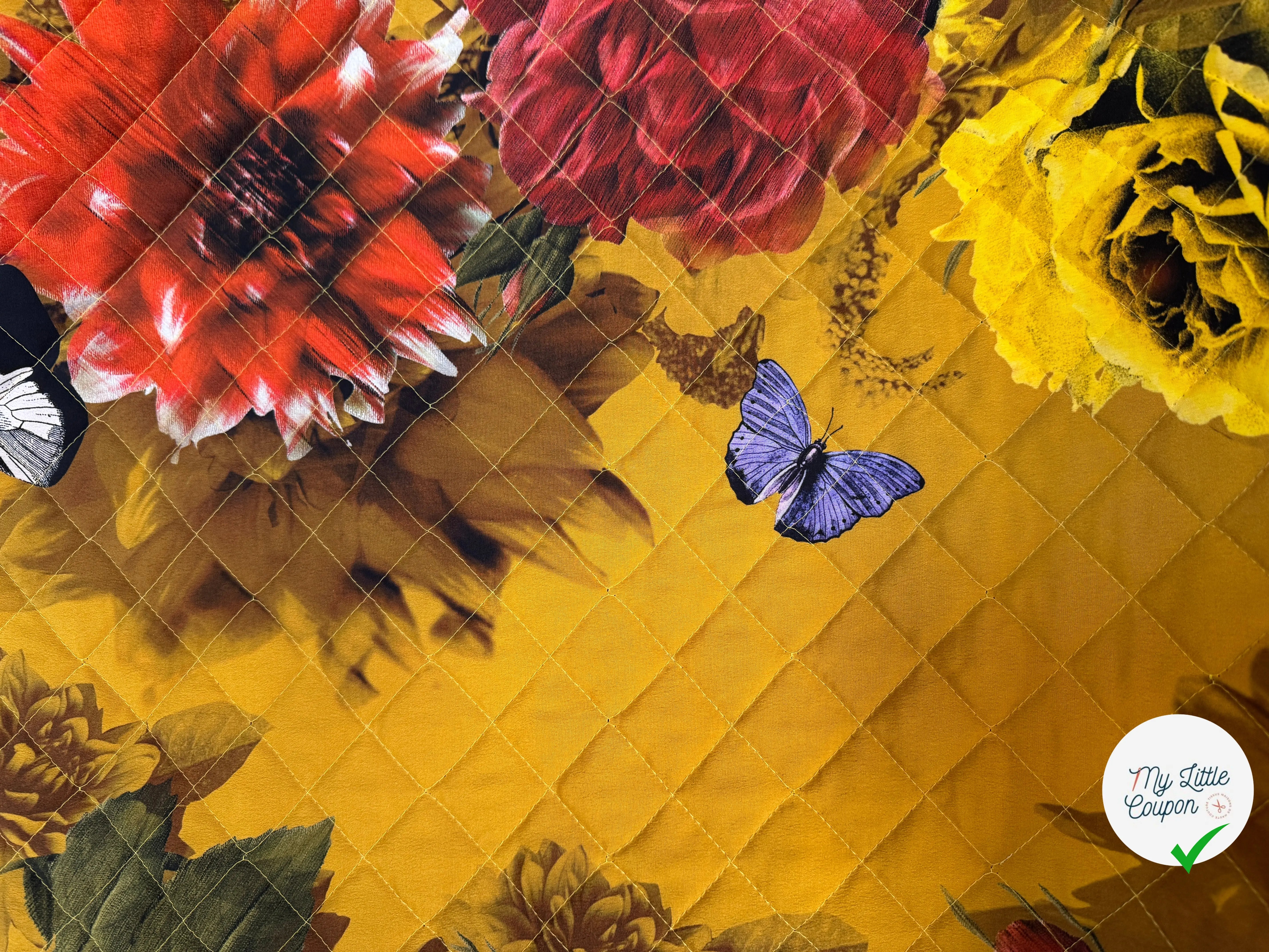 MATELASSÉ SIMPLE FACE CREPE PAPILLON JAUNE - My Little Coupon