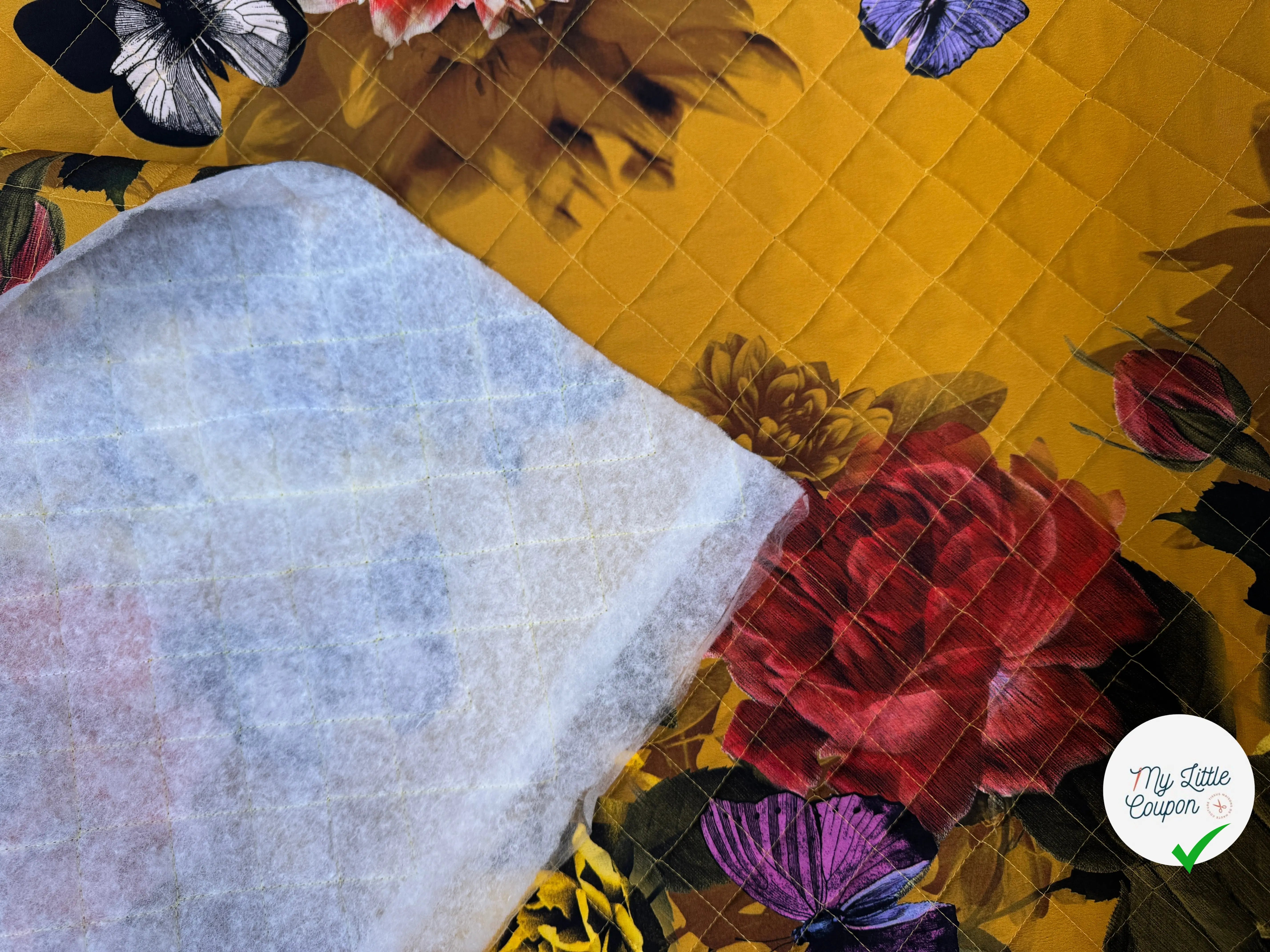 MATELASSÉ SIMPLE FACE CREPE PAPILLON JAUNE - My Little Coupon