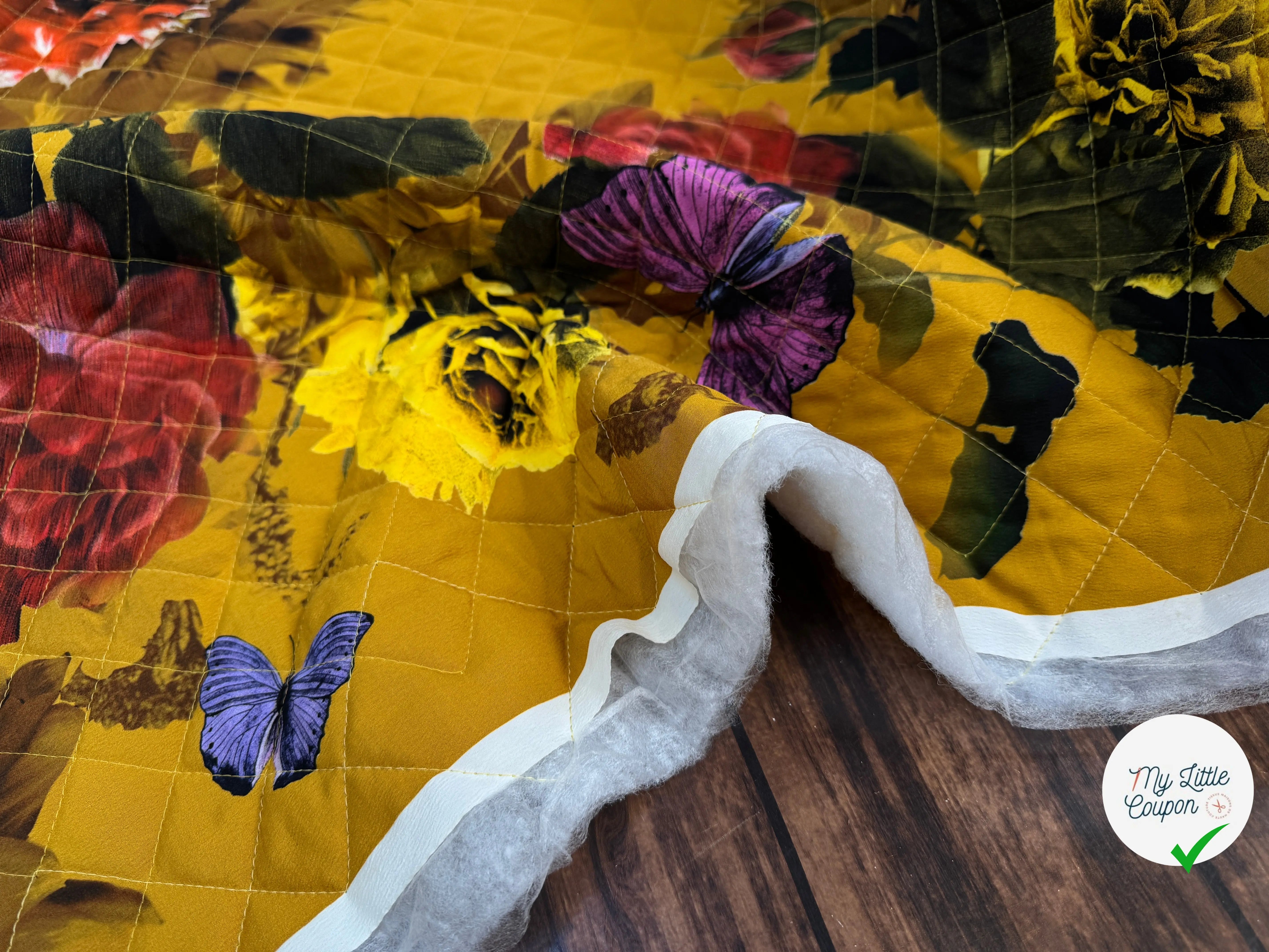 MATELASSÉ SIMPLE FACE CREPE PAPILLON JAUNE - My Little Coupon