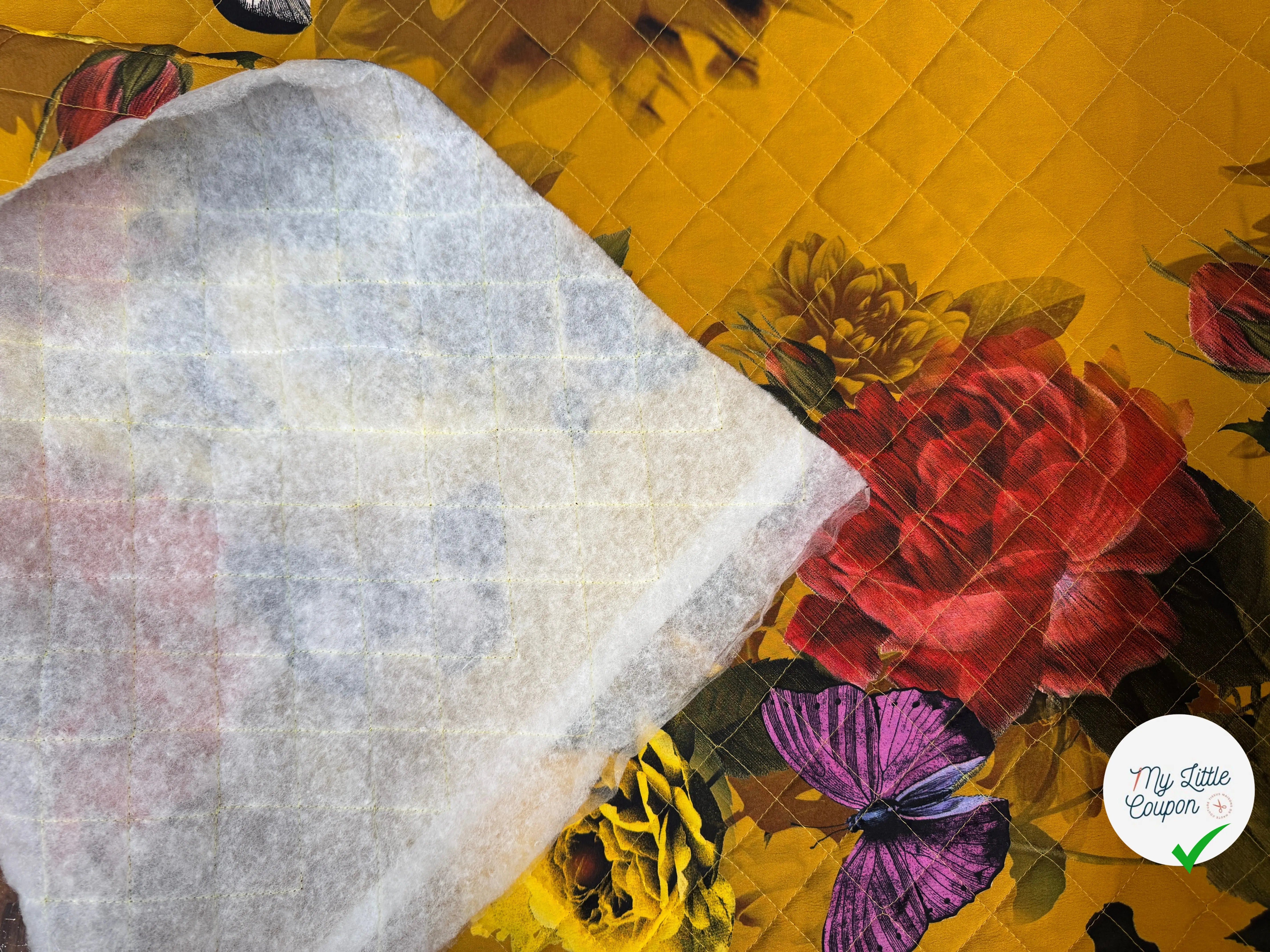 MATELASSÉ SIMPLE FACE CREPE PAPILLON JAUNE - My Little Coupon