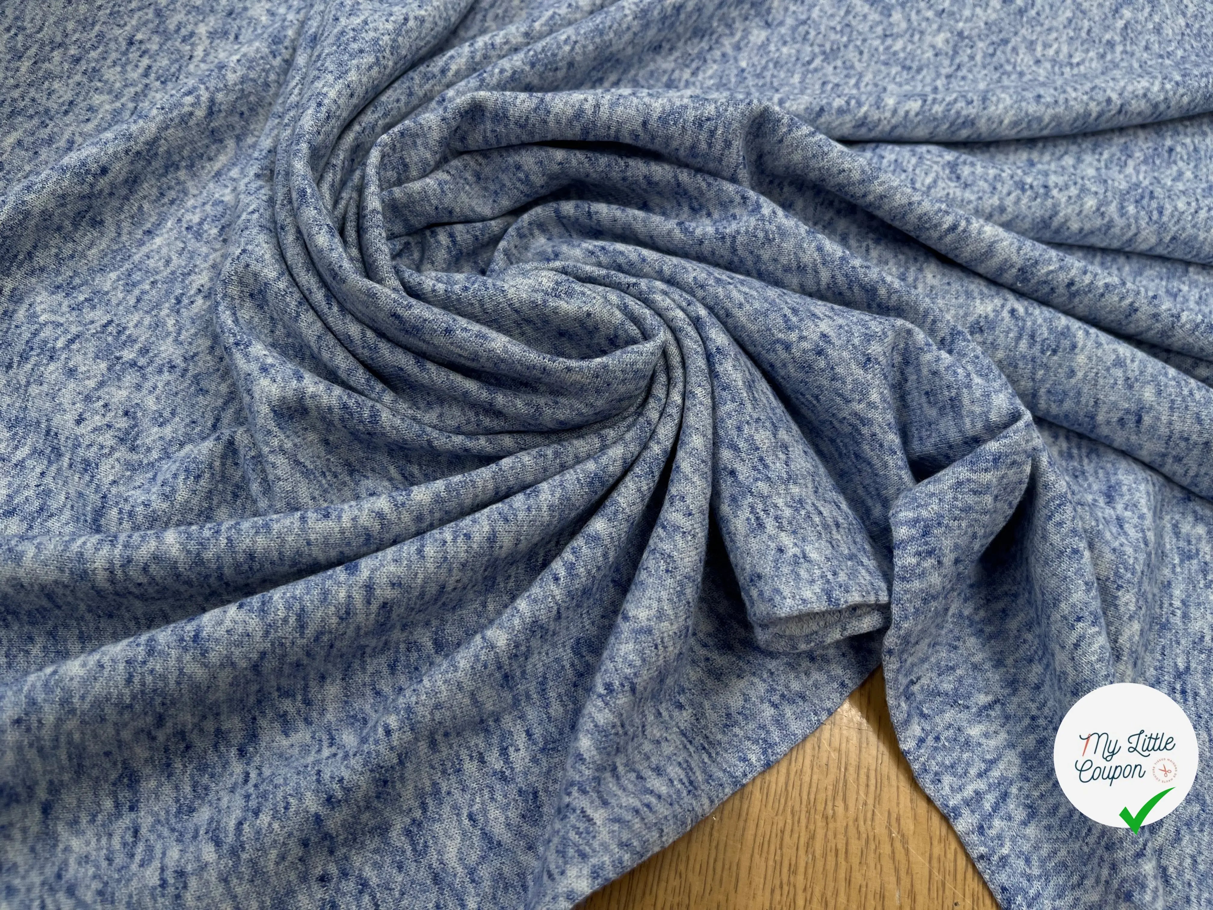 MOLLETON COTON CHINÉ BLEU - My Little Coupon