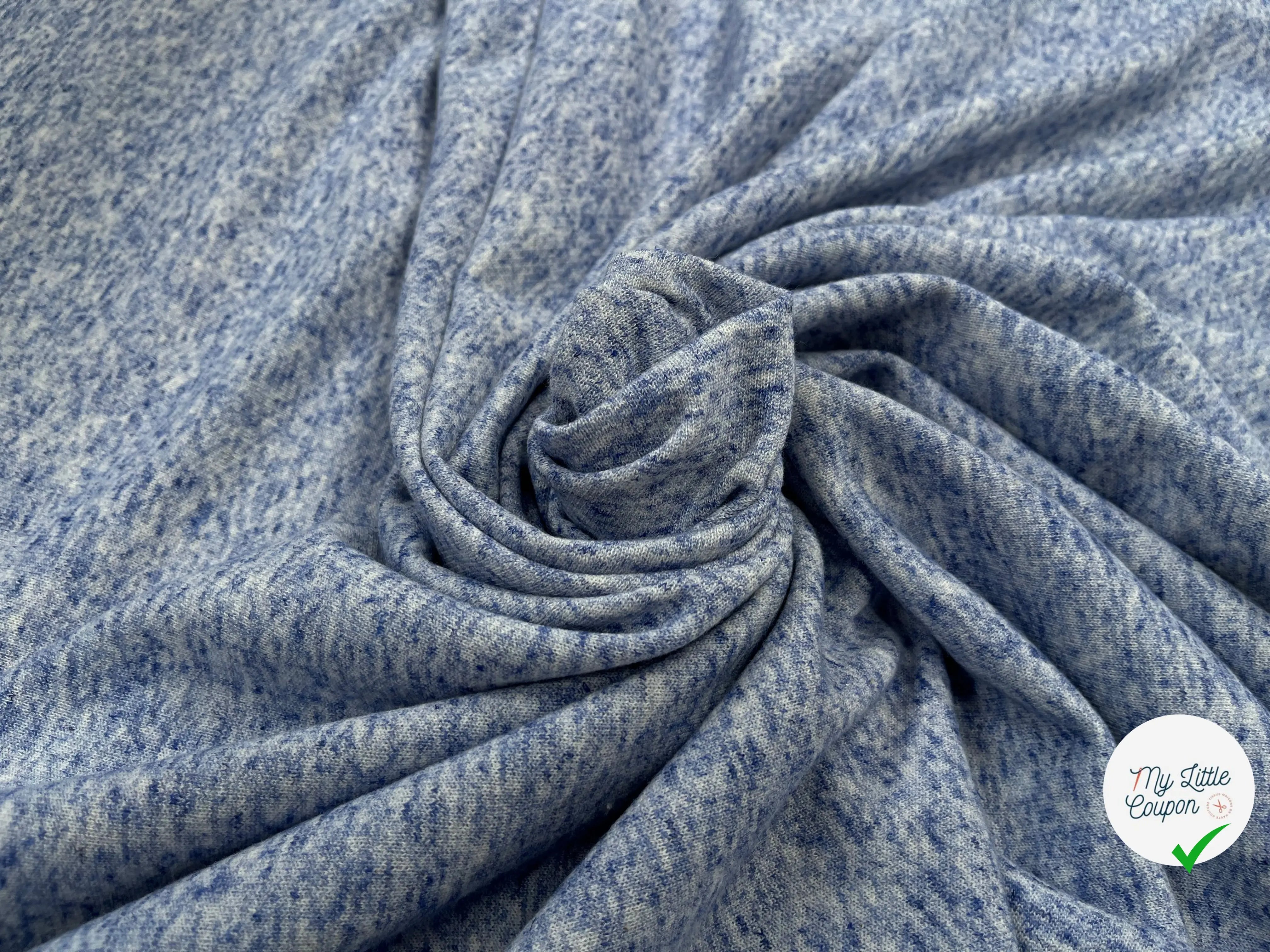 MOLLETON COTON CHINÉ BLEU - My Little Coupon