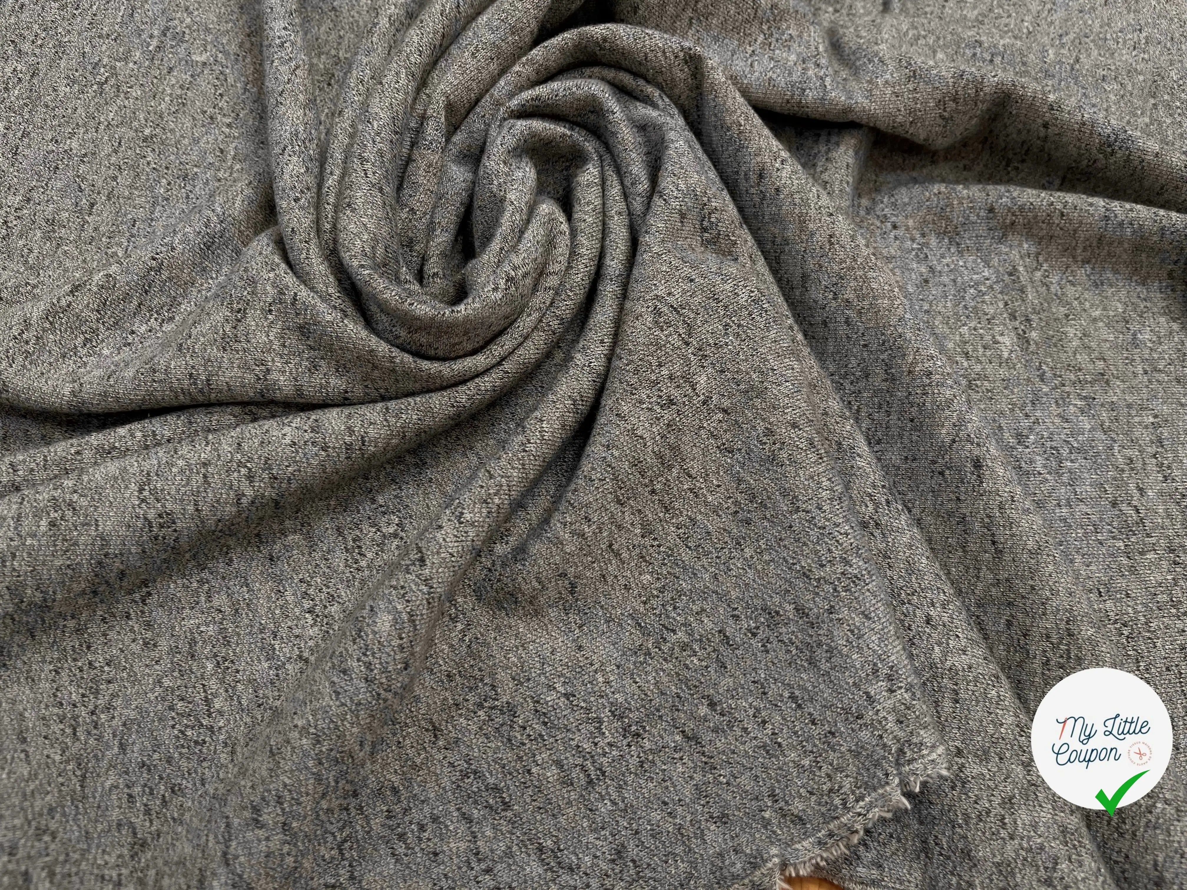MOLLETON COTON ÉLASTANNE CHINÉ GRIS - My Little Coupon