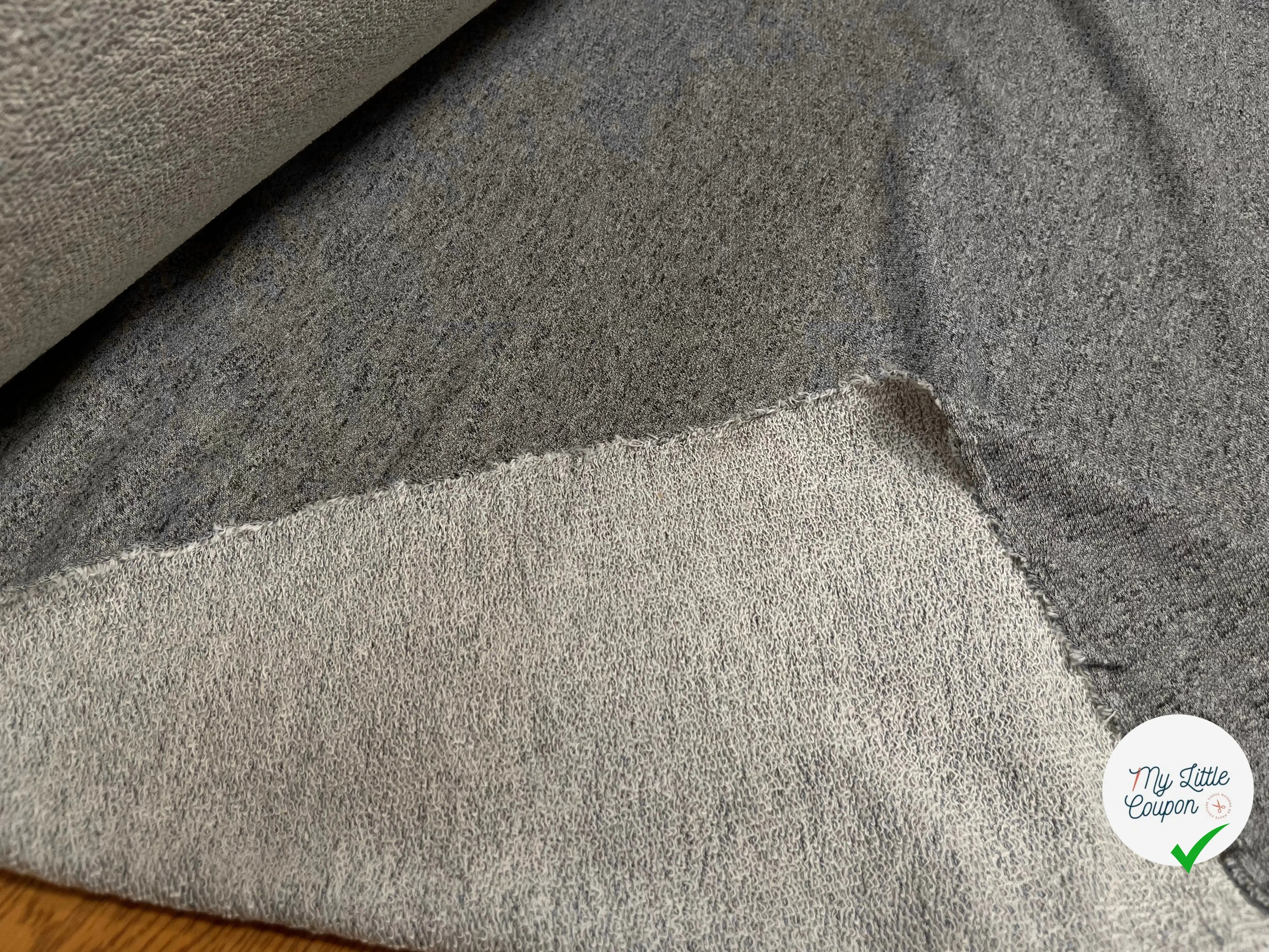 MOLLETON COTON ÉLASTANNE CHINÉ GRIS - My Little Coupon