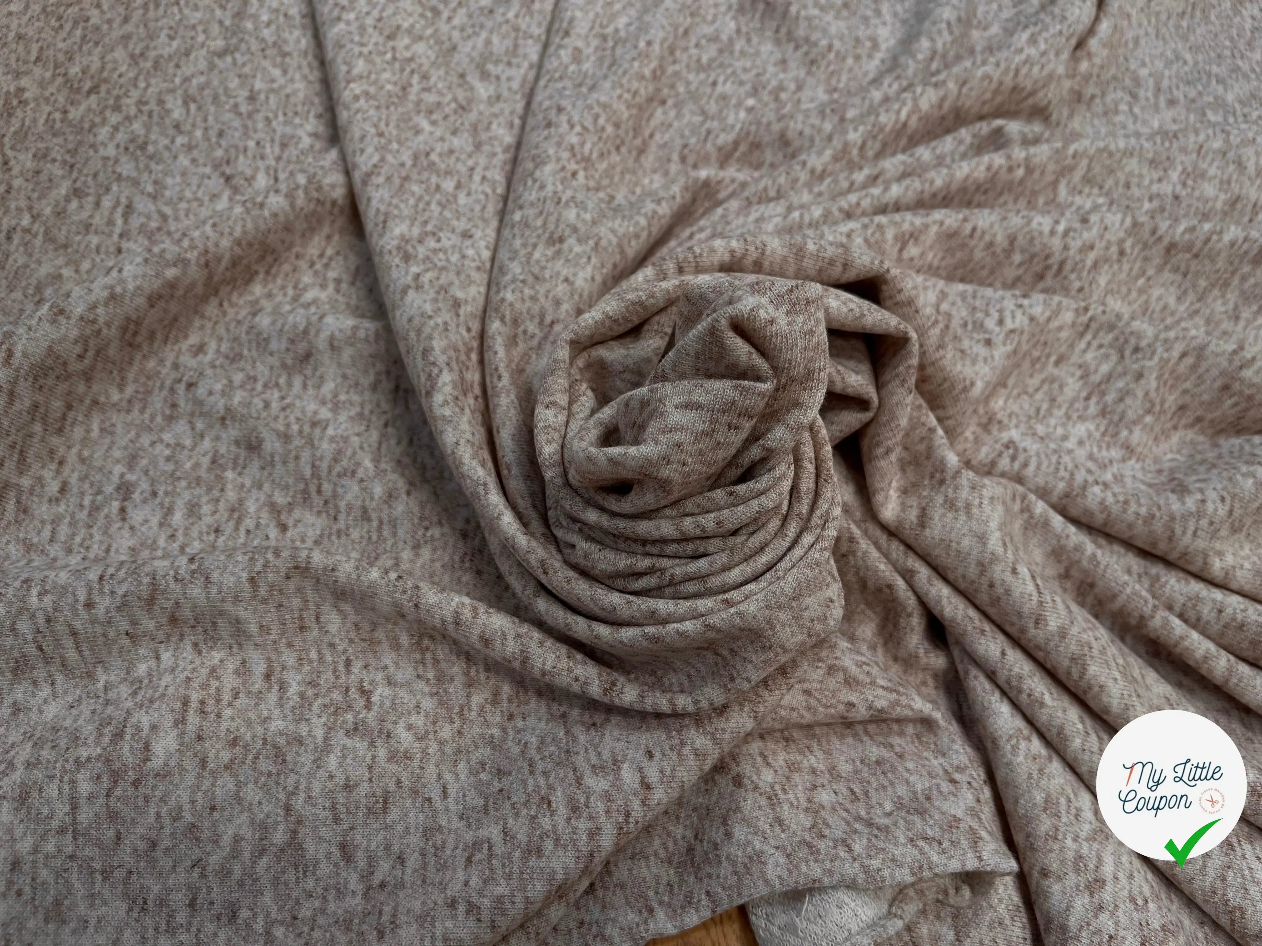MOLLETON COTON ÉLASTANNE COULEUR LIN CHINÉ - My Little Coupon