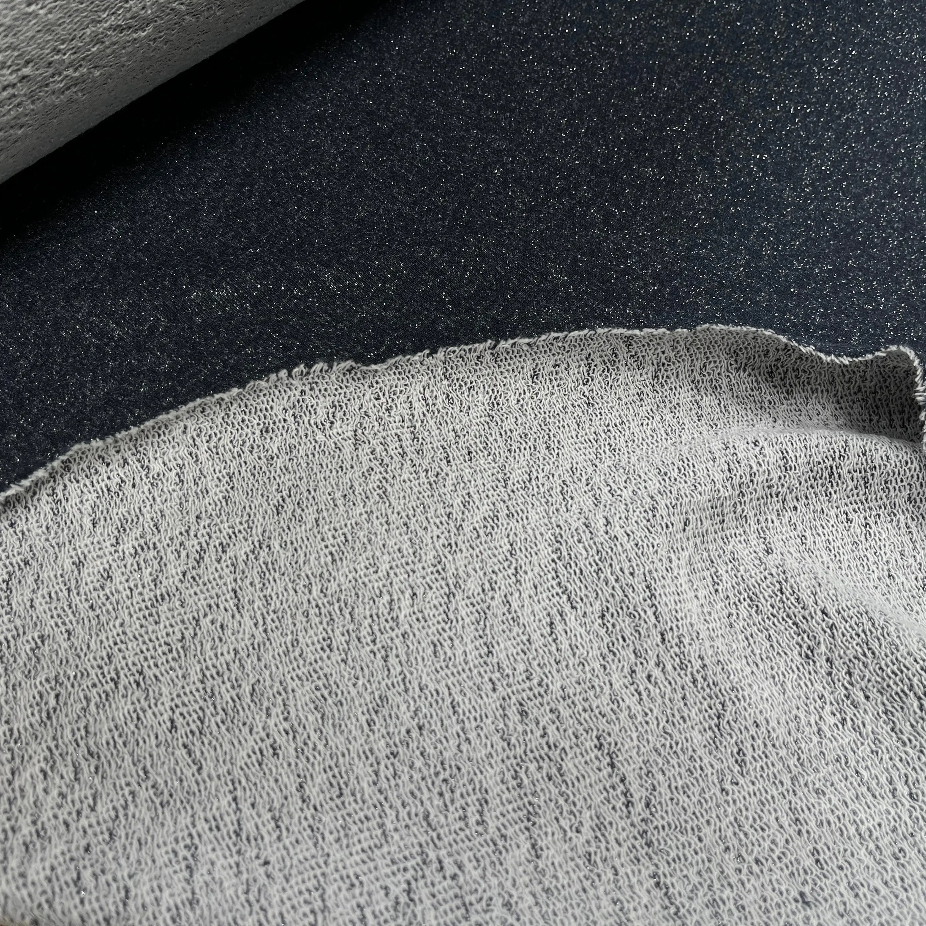 MOLLETON FIN LUREX ARGENT BLEU MARINE - My Little Coupon