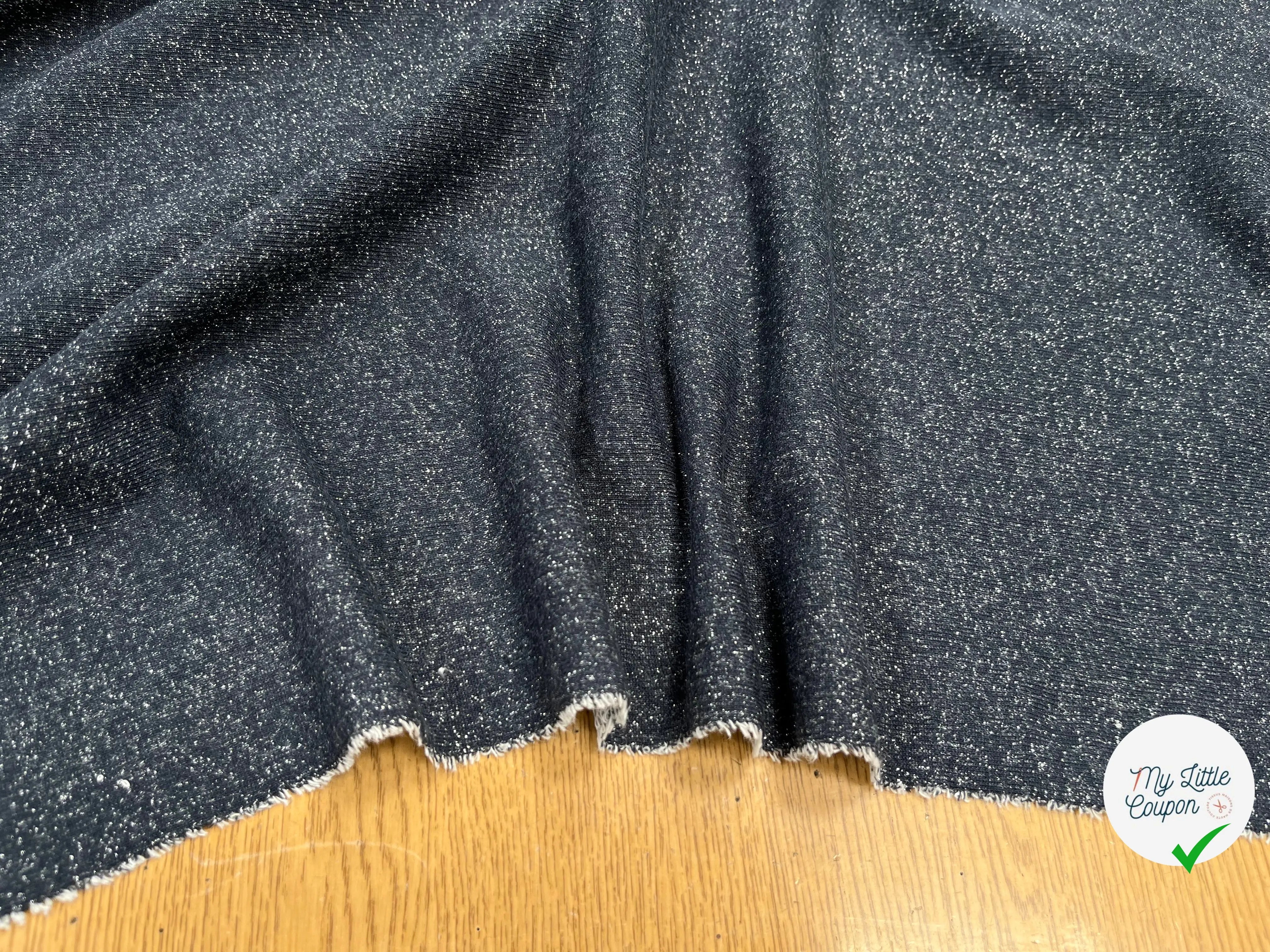 MOLLETON FIN LUREX ARGENT BLEU MARINE - My Little Coupon