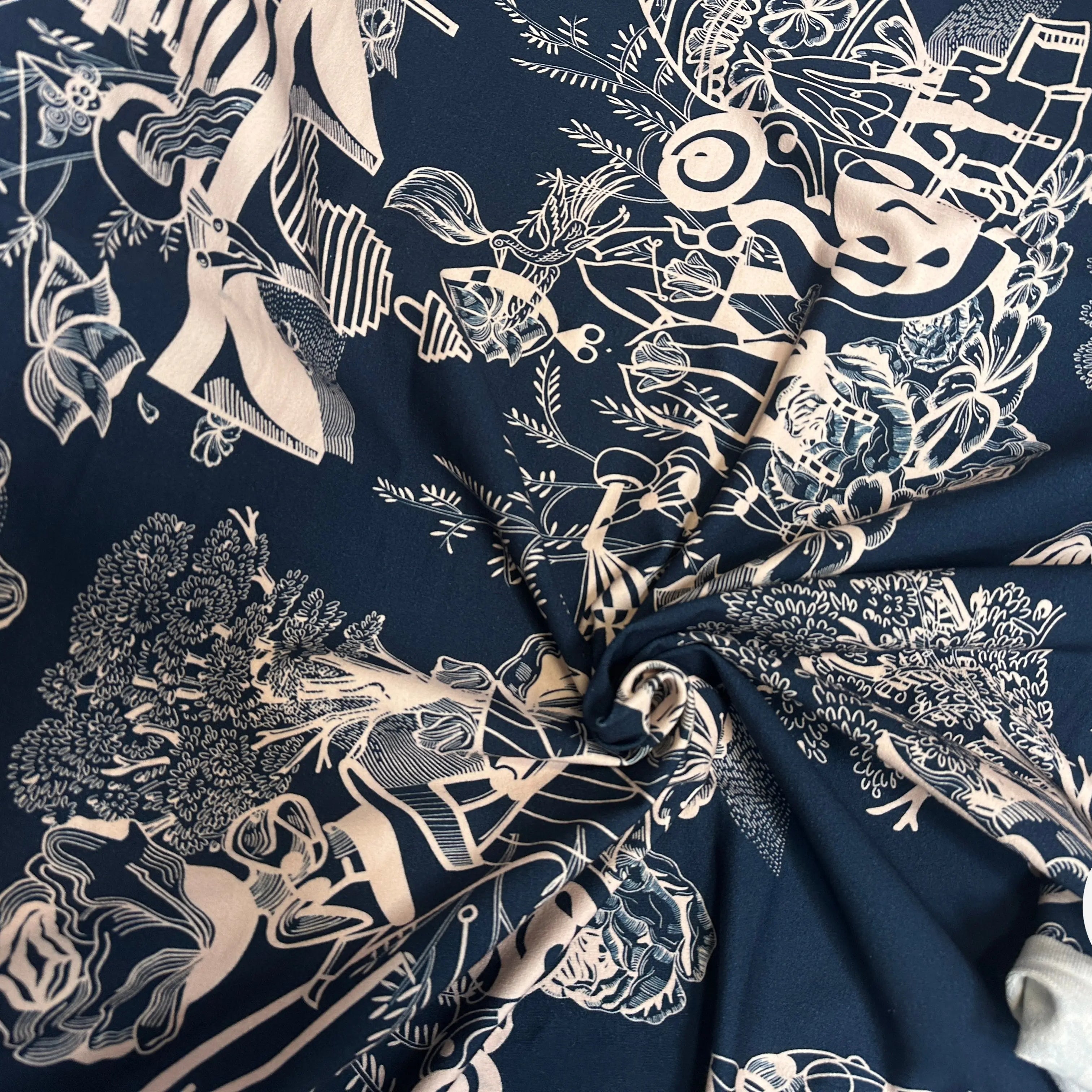 MOLLETON FOND BLEU MOTIVO ASTRATTO - My Little Coupon