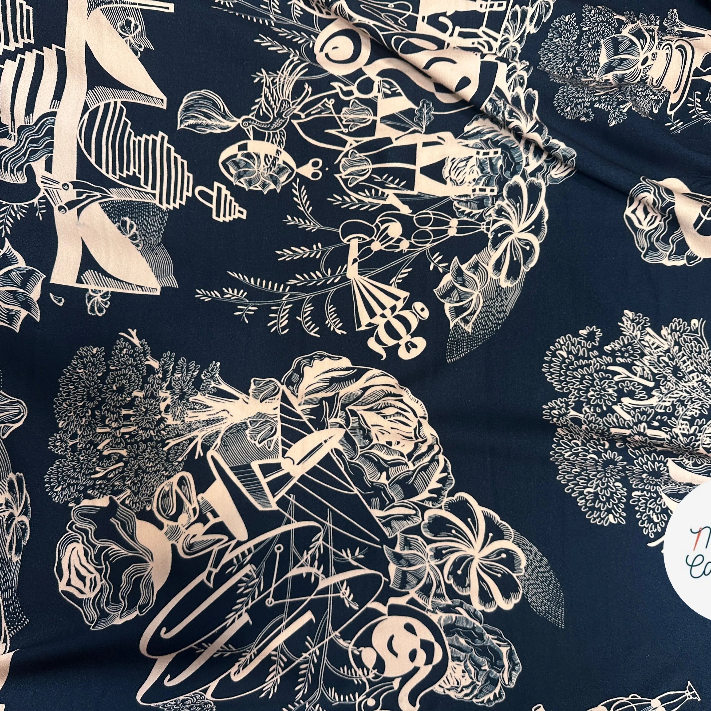 MOLLETON FOND BLEU MOTIVO ASTRATTO - My Little Coupon