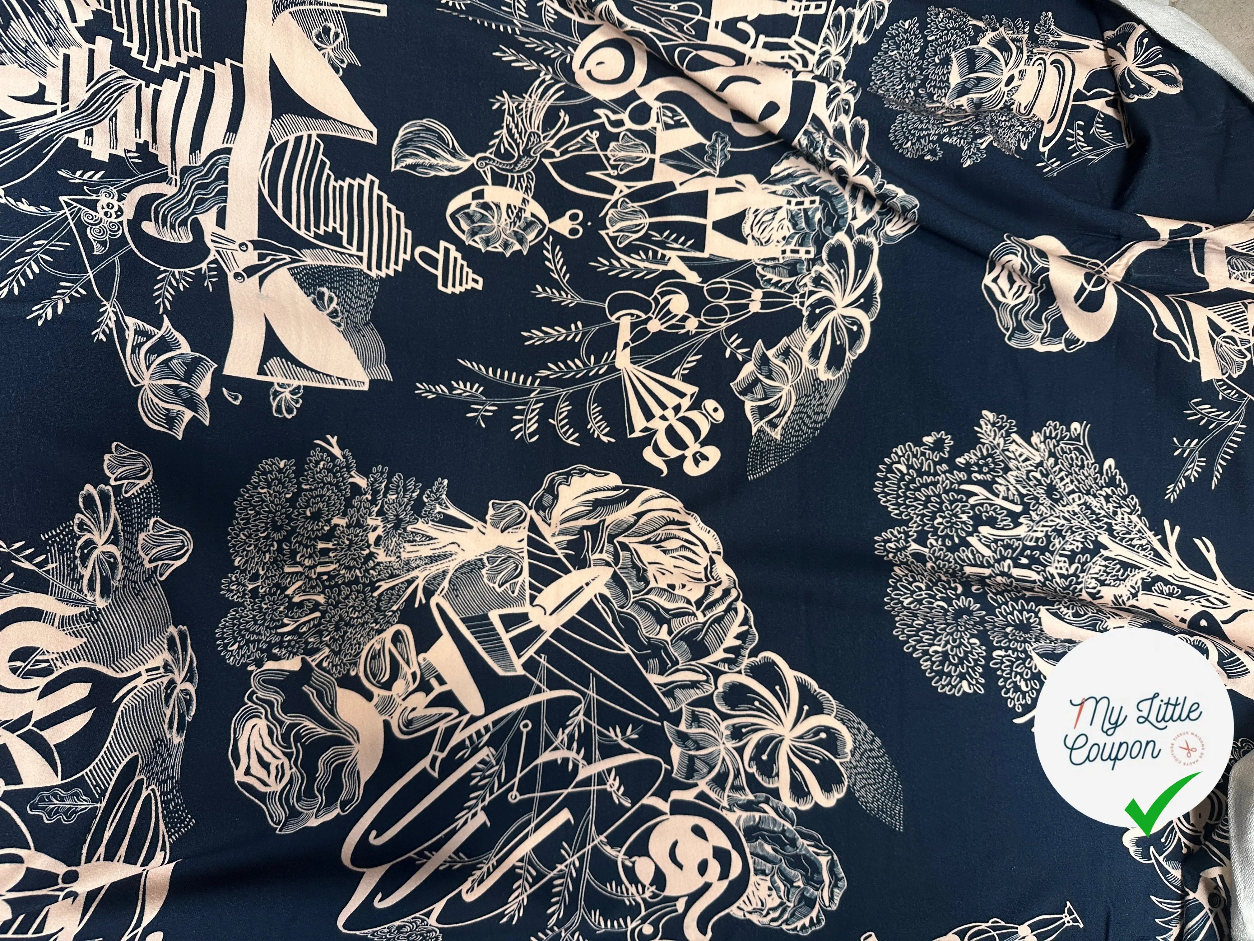 MOLLETON FOND BLEU MOTIVO ASTRATTO - My Little Coupon