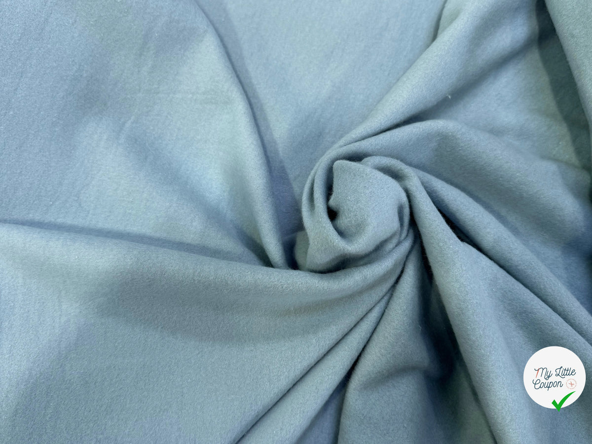 MOLLETON GRATTÉ TOUT DOUX 100% COTON BLEU AQUA GRANDE LAIZE - My Little Coupon