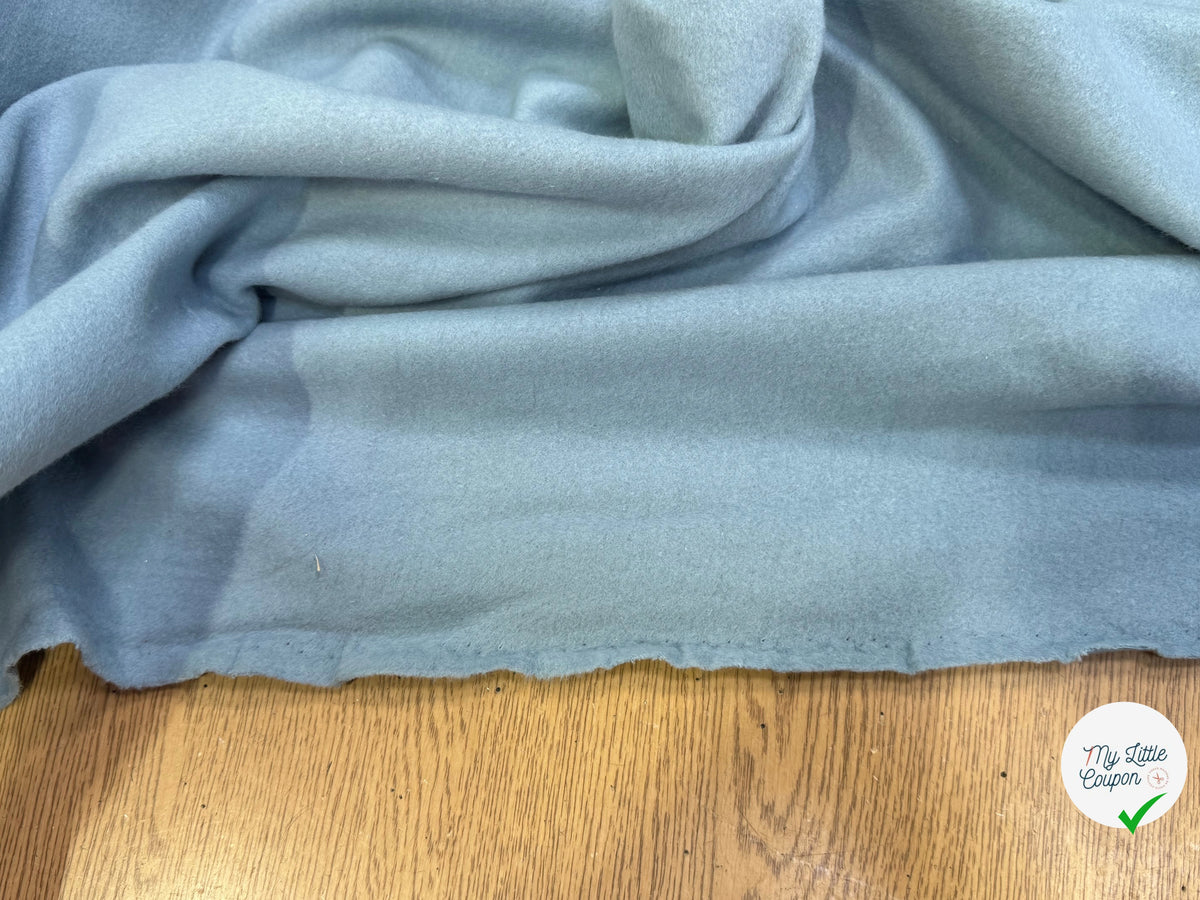MOLLETON GRATTÉ TOUT DOUX 100% COTON BLEU AQUA GRANDE LAIZE - My Little Coupon