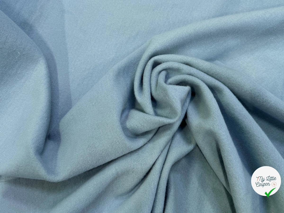 MOLLETON GRATTÉ TOUT DOUX 100% COTON BLEU AQUA GRANDE LAIZE - My Little Coupon