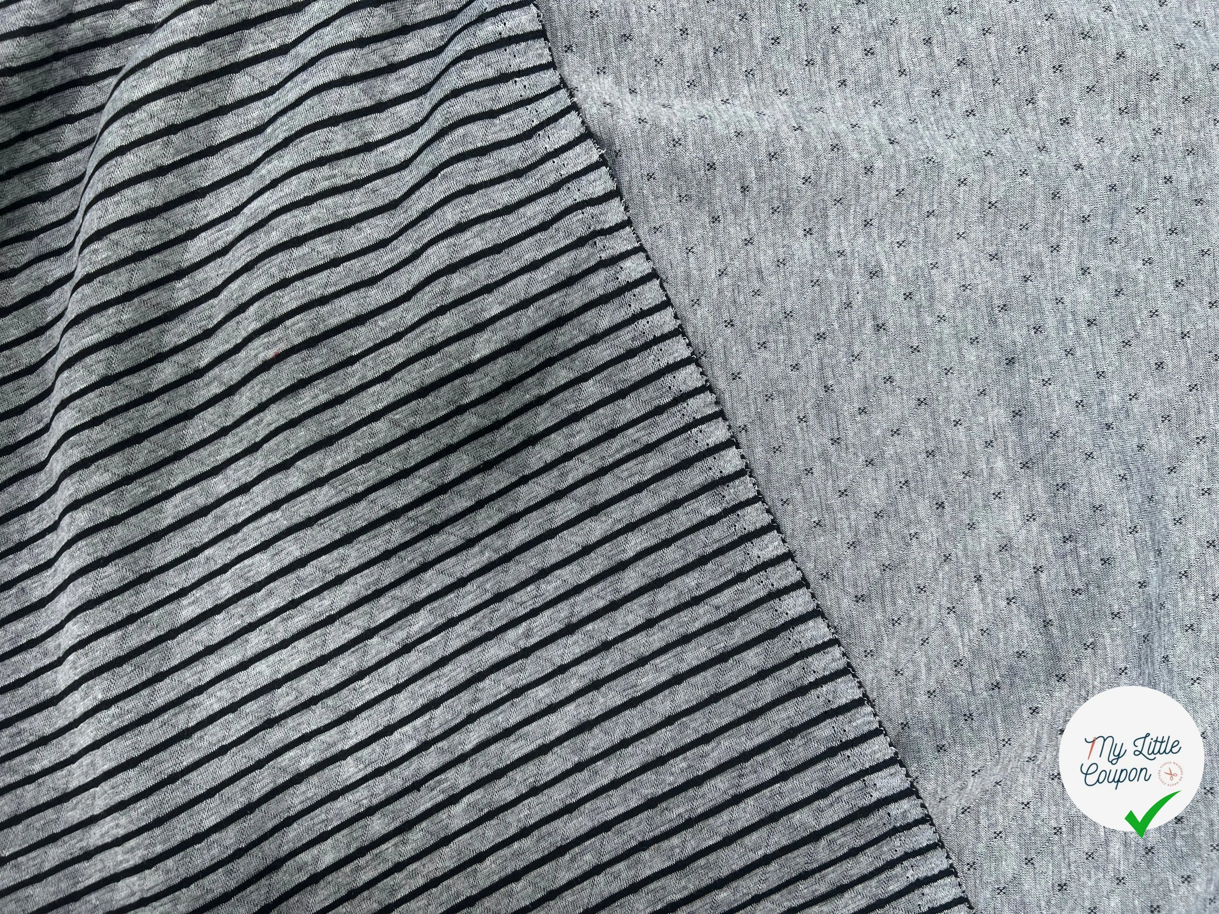 MOLLETON GRIS RAYURES NOIRES - My Little Coupon