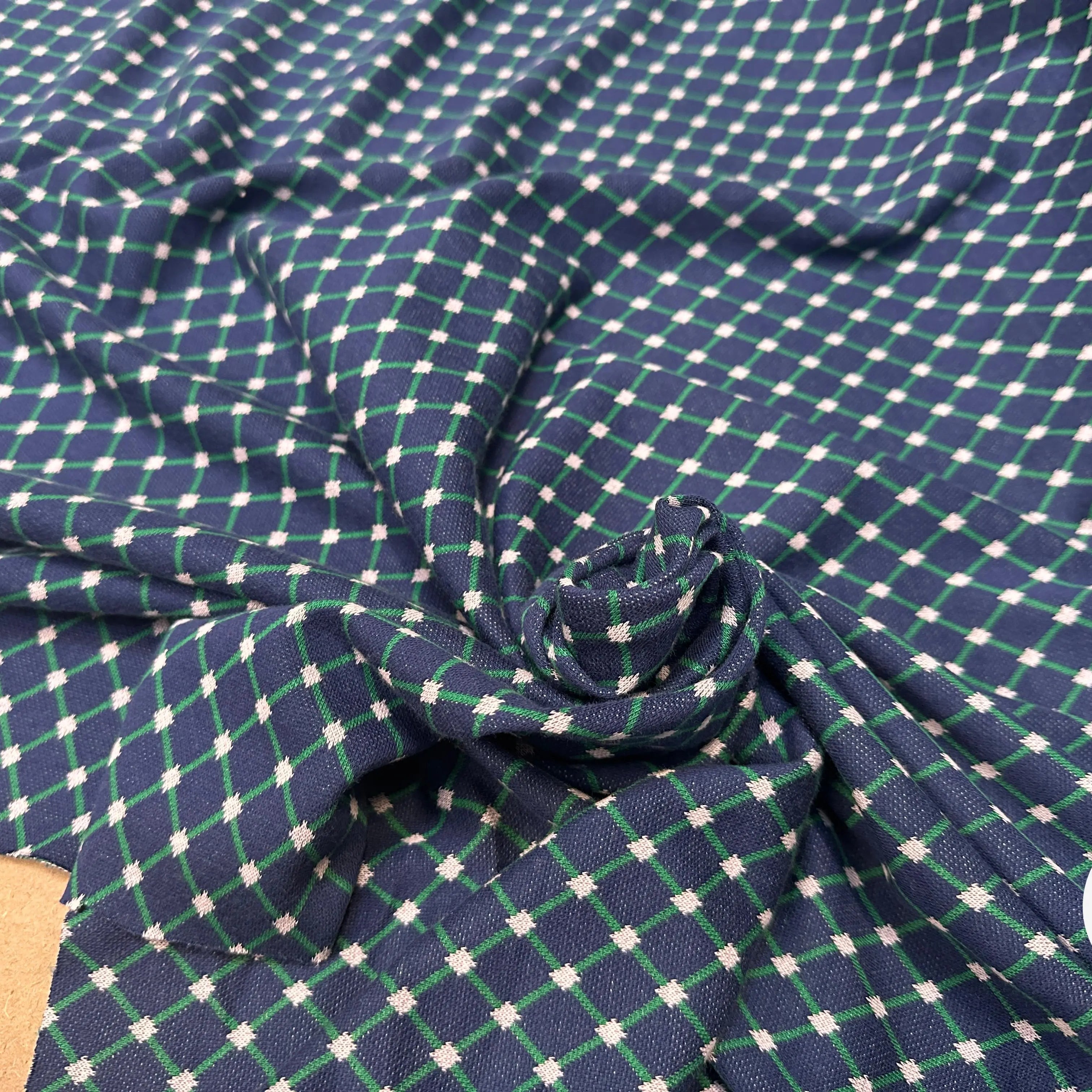 MOLLETON LEGER CARREAUX VERTS FOND BLEU - My Little Coupon