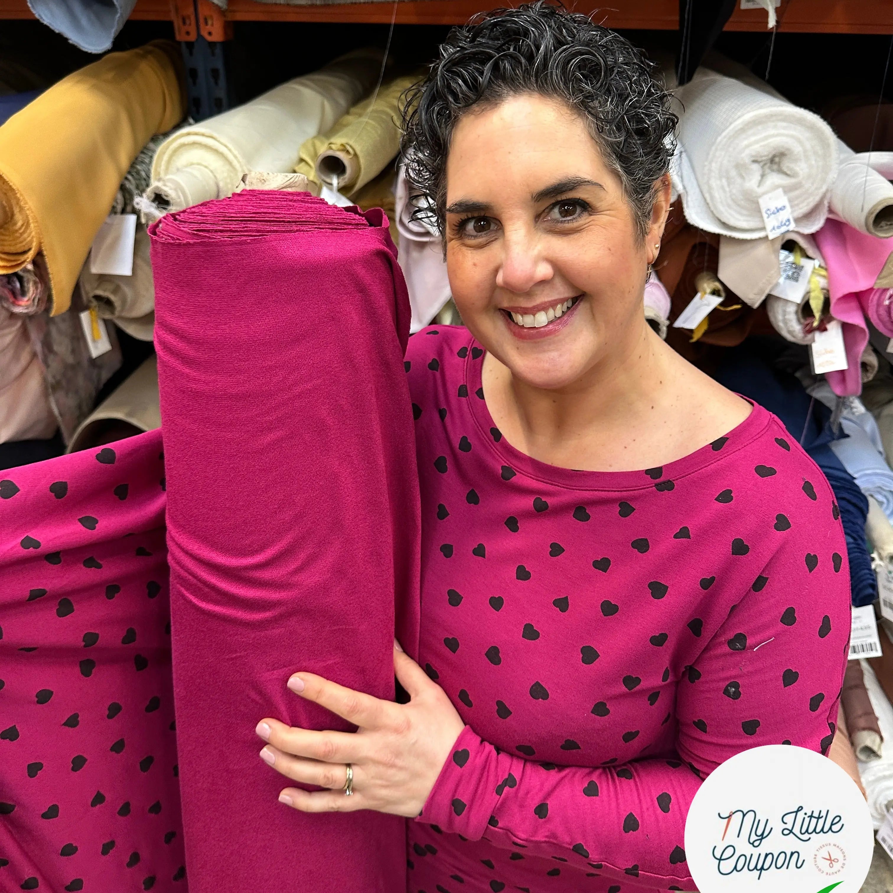 MOLLETON LÉGER VISCOSE STRIÉ AUBERGINE FUCHSIA AMOUREUX MLC INTERN