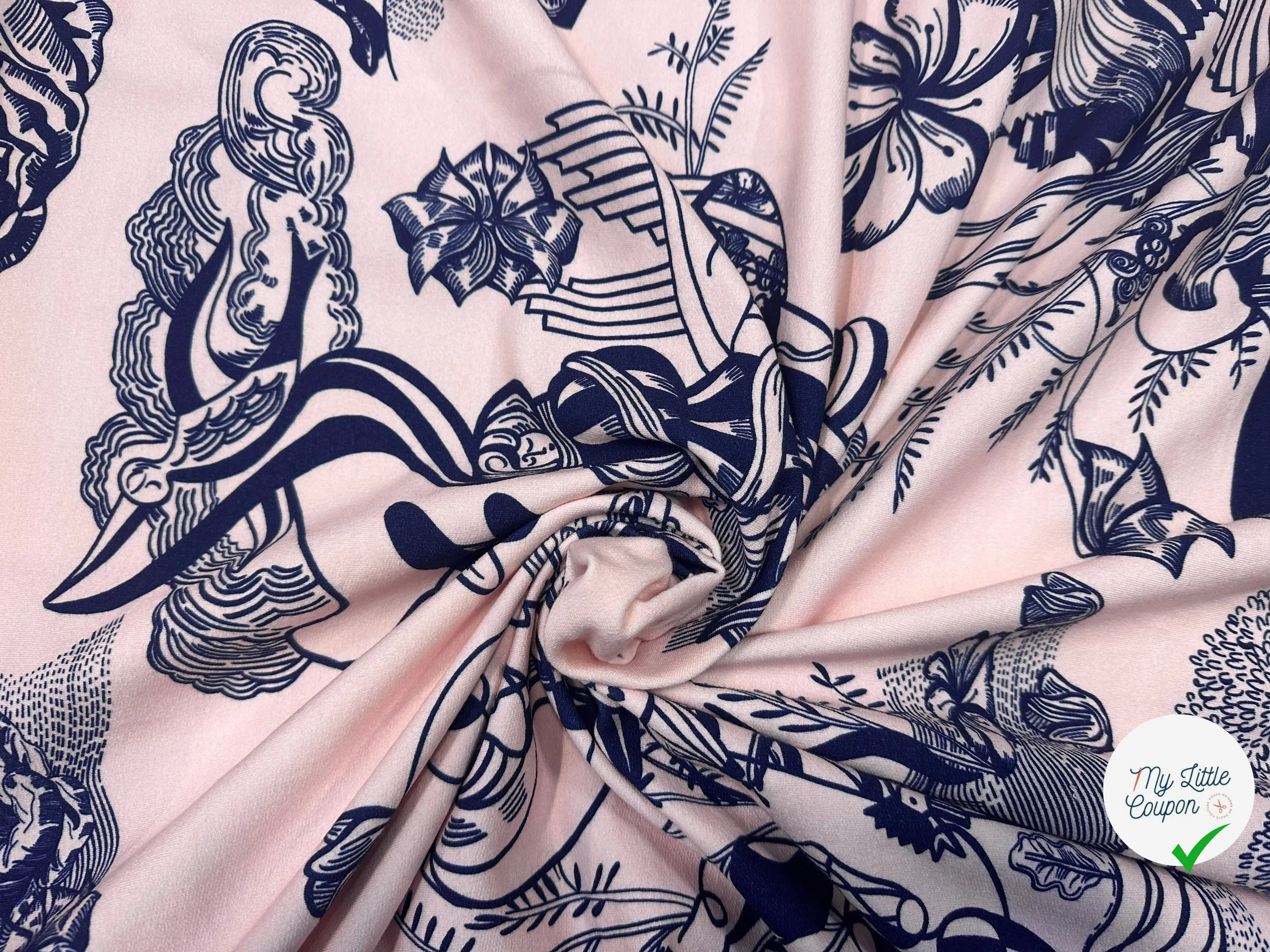 MOLLETON SAUMON MOTIF ABSTRAIT BLEU MARINE - My Little Coupon