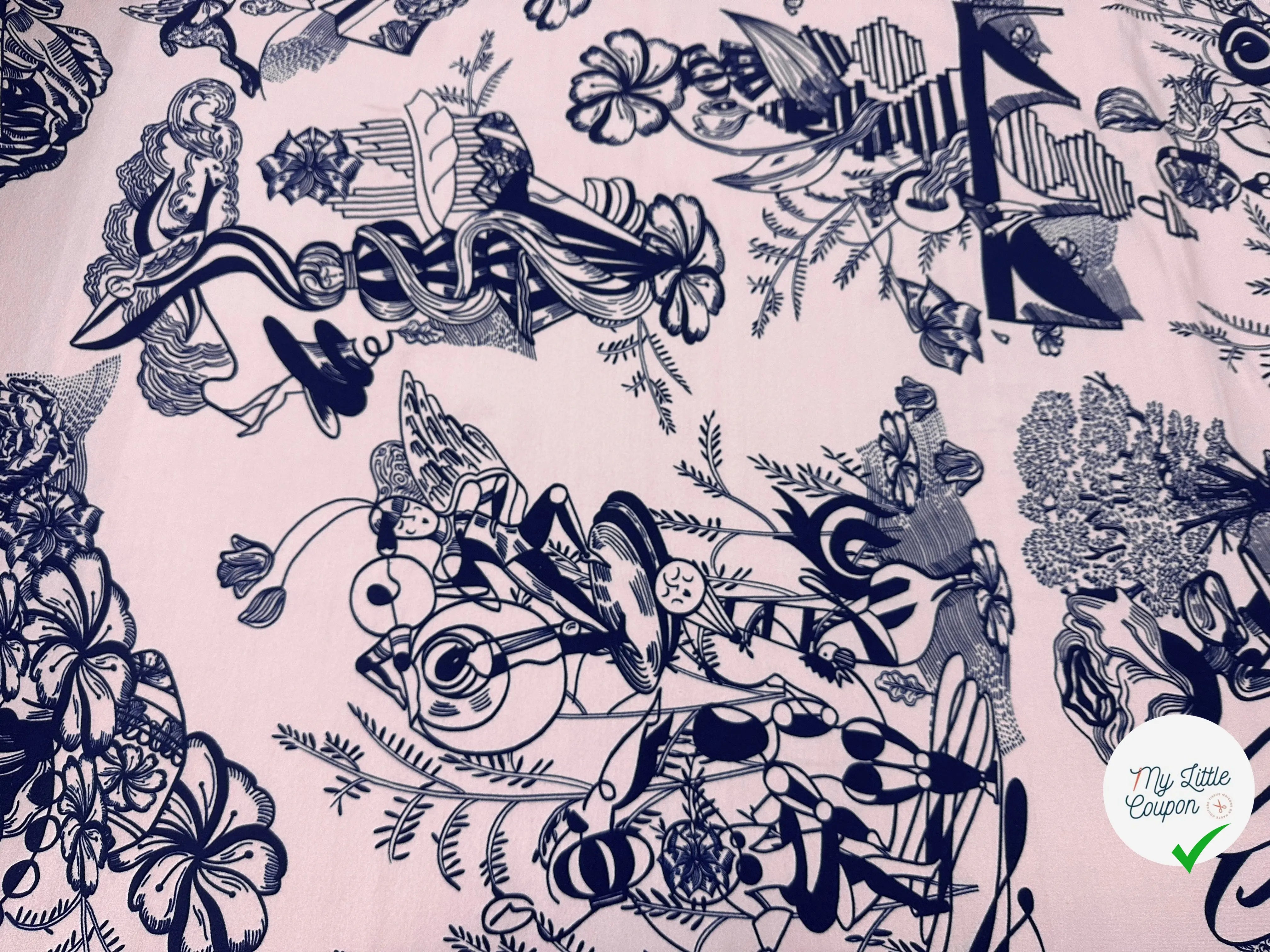 MOLLETON SAUMON MOTIF ABSTRAIT BLEU MARINE - My Little Coupon