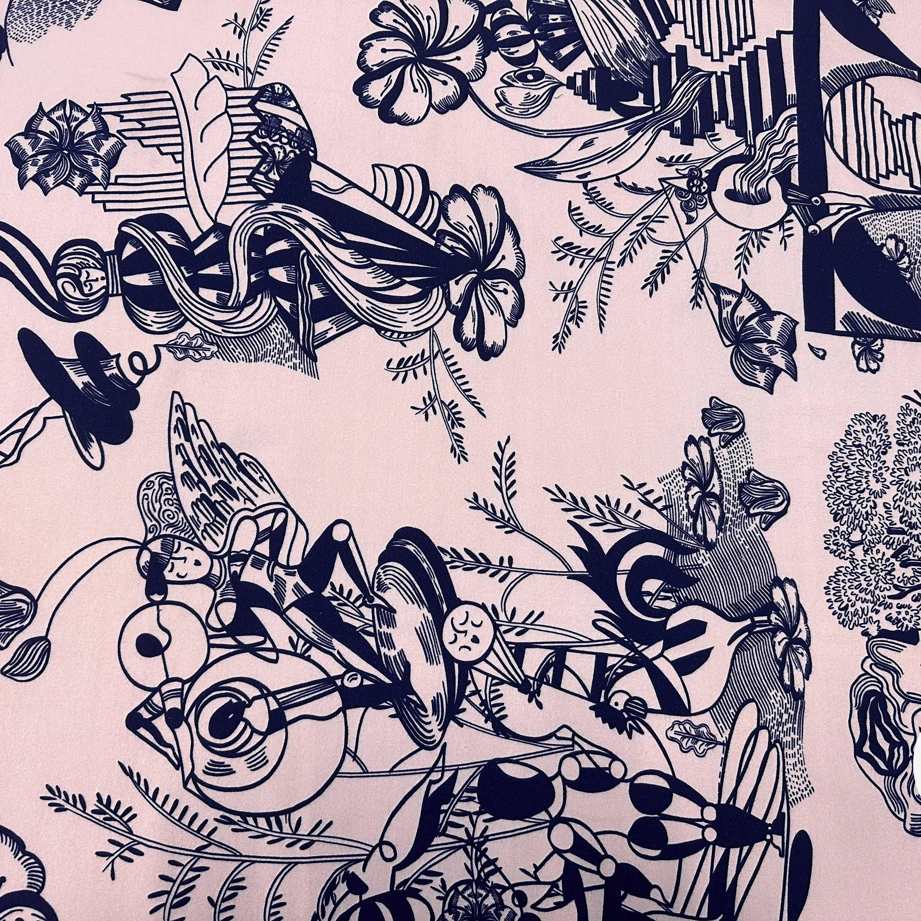 MOLLETON SAUMON MOTIF ABSTRAIT BLEU MARINE - My Little Coupon