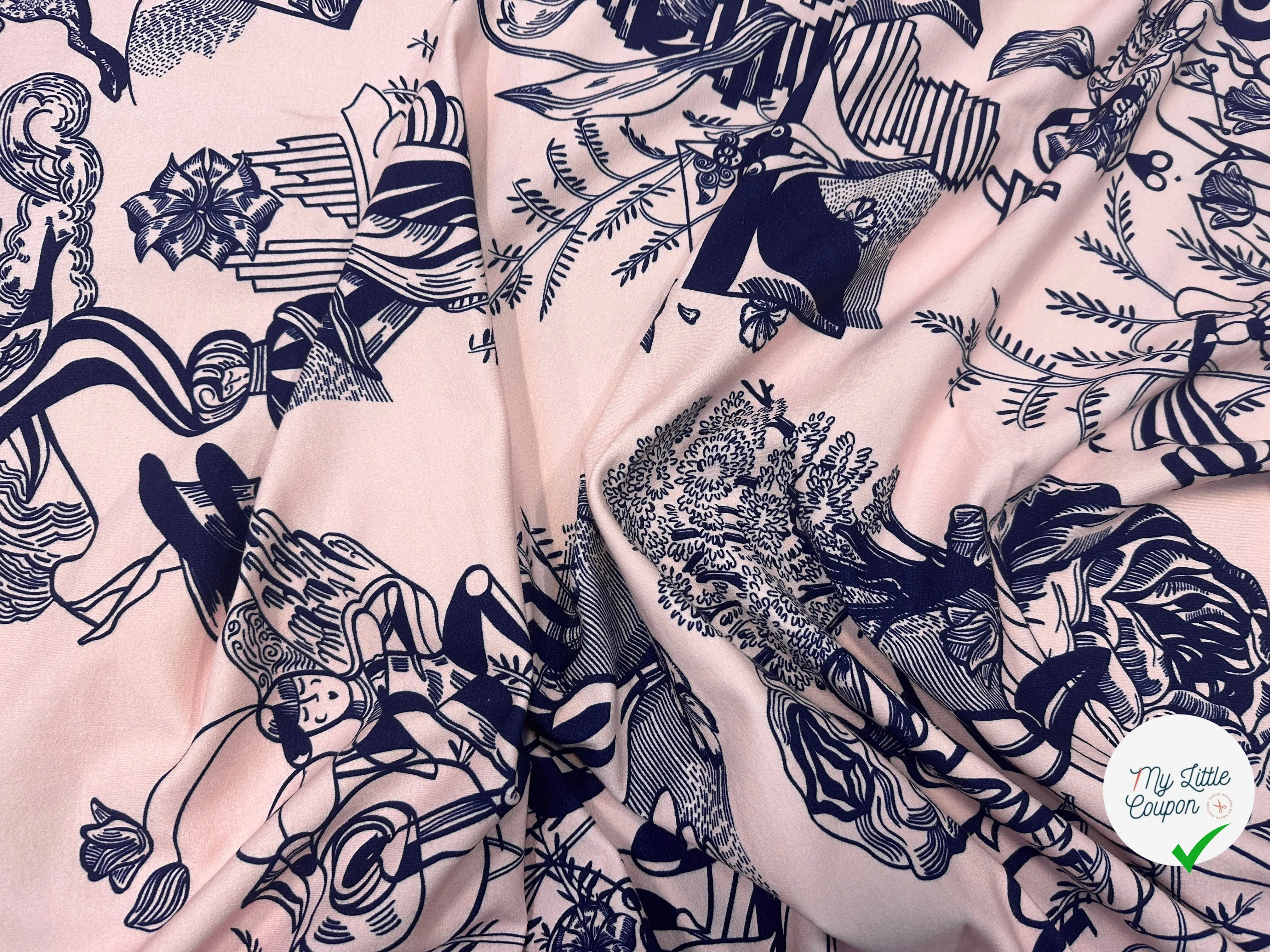 MOLLETON SAUMON MOTIF ABSTRAIT BLEU MARINE - My Little Coupon