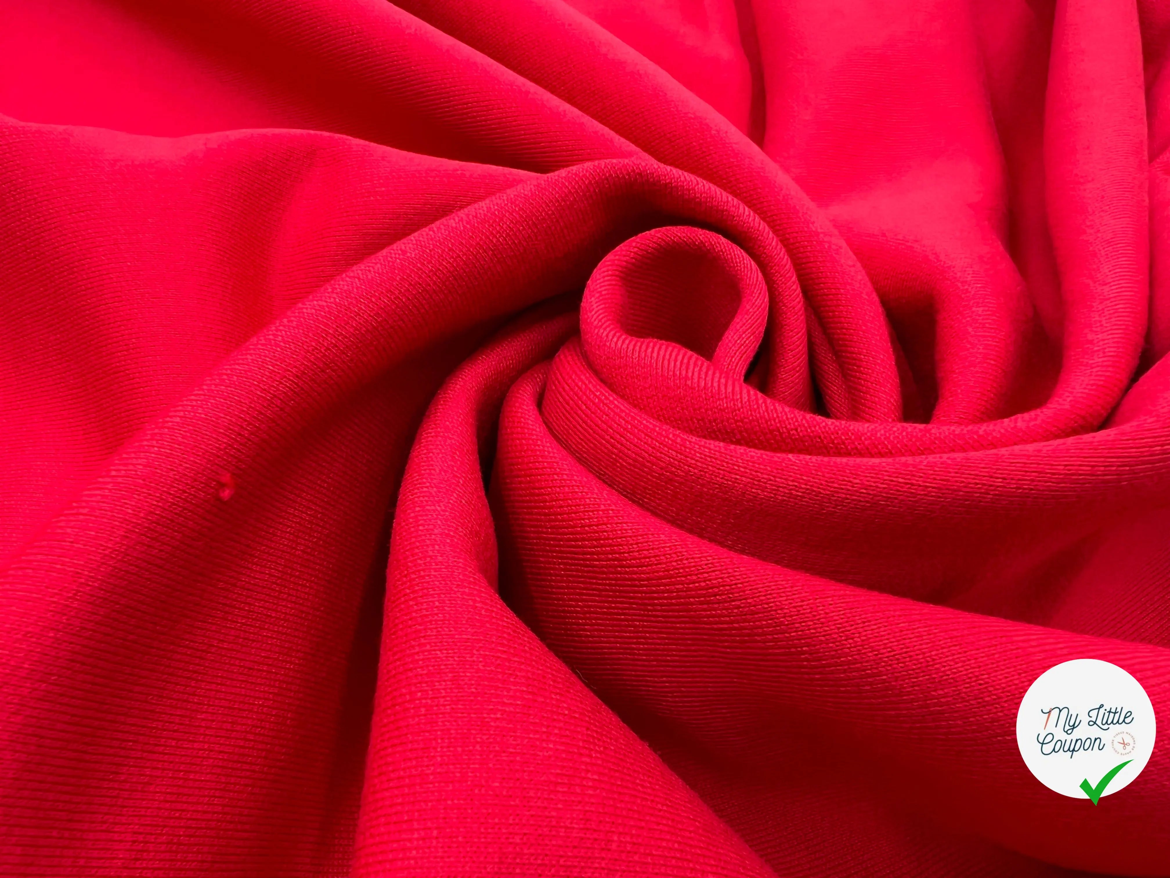 MOLLETON SWEAT COTON ROUGE VERMILLON - My Little Coupon - tissu - coudre