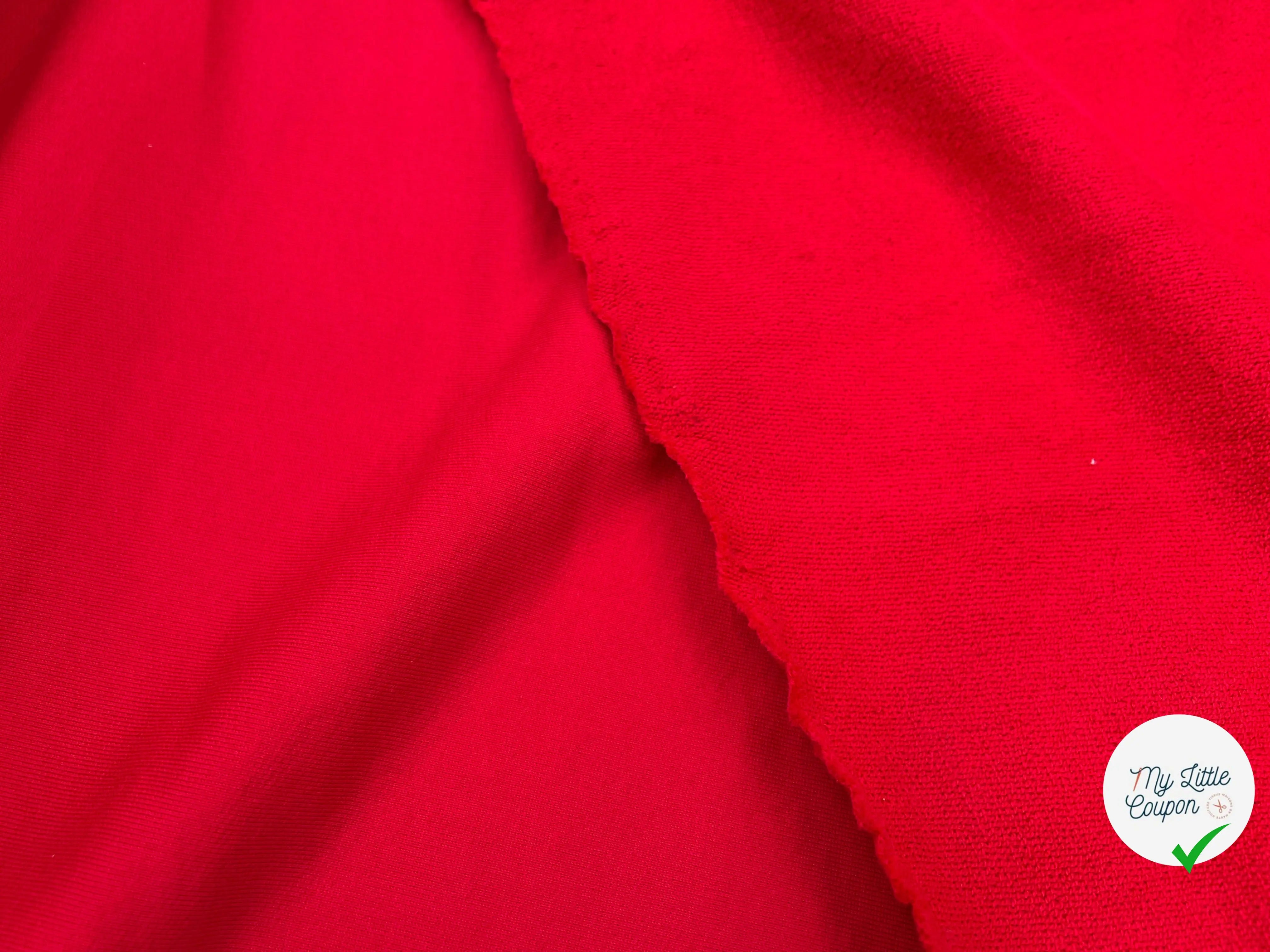 MOLLETON SWEAT COTON ROUGE VERMILLON - My Little Coupon - tissu - coudre