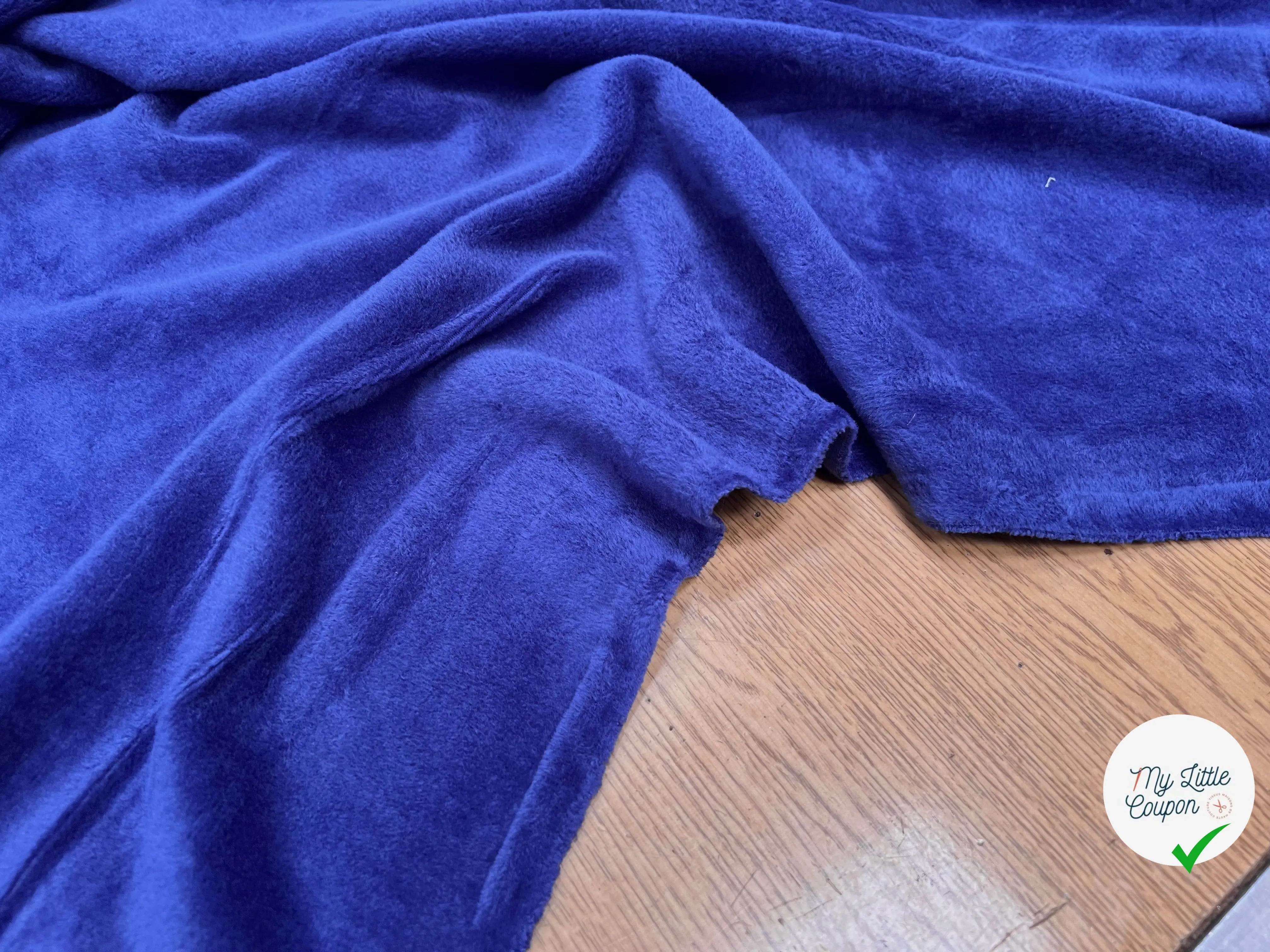 MOLLETON TOUT DOUX ENVERS GRATTÉ MADE IN FRANCE 280 BLEU SAPHIR - My Little Coupon