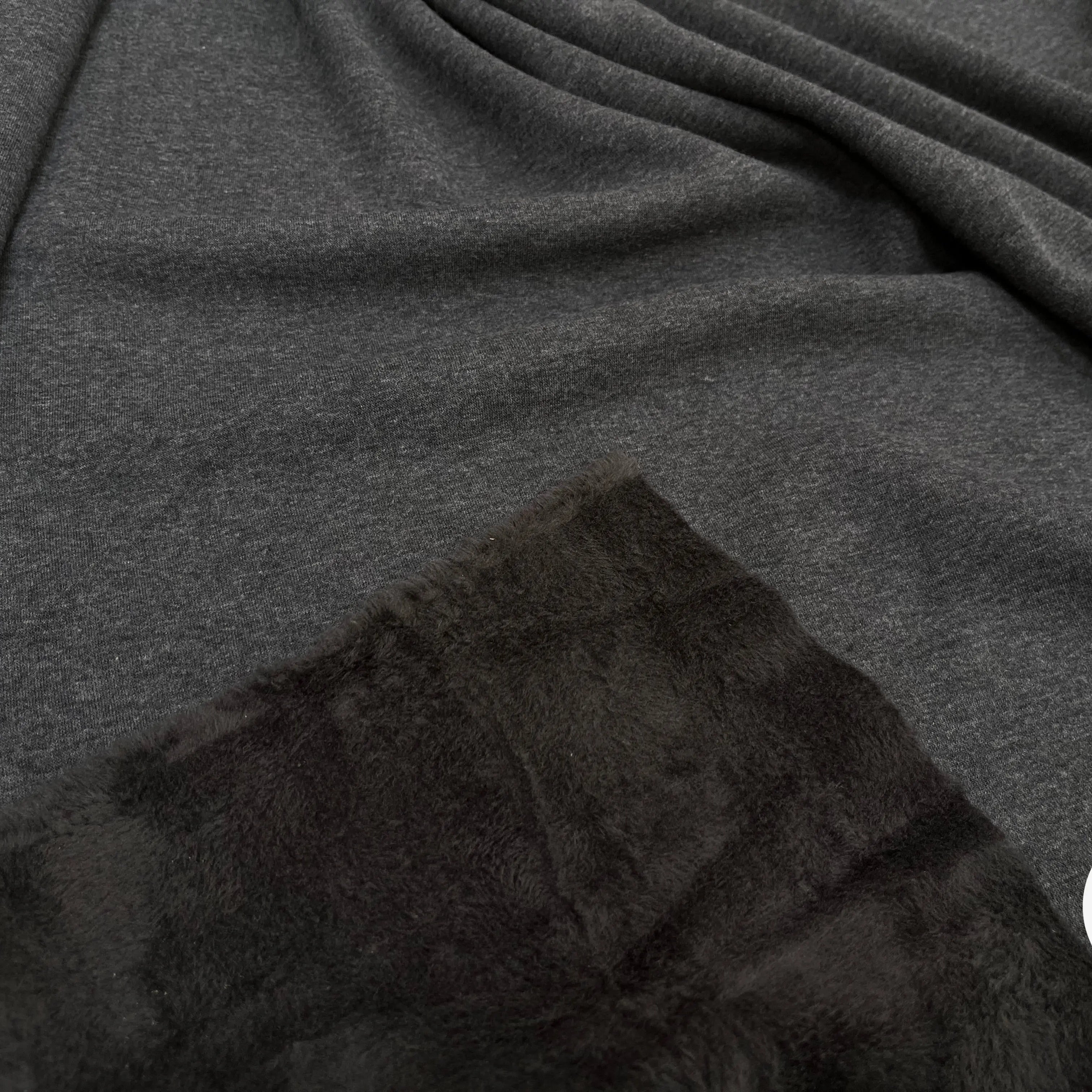 MOLLETON TOUT DOUX ENVERS GRATTÉ MADE IN FRANCE ANTHRACITE 57 - My Little Coupon