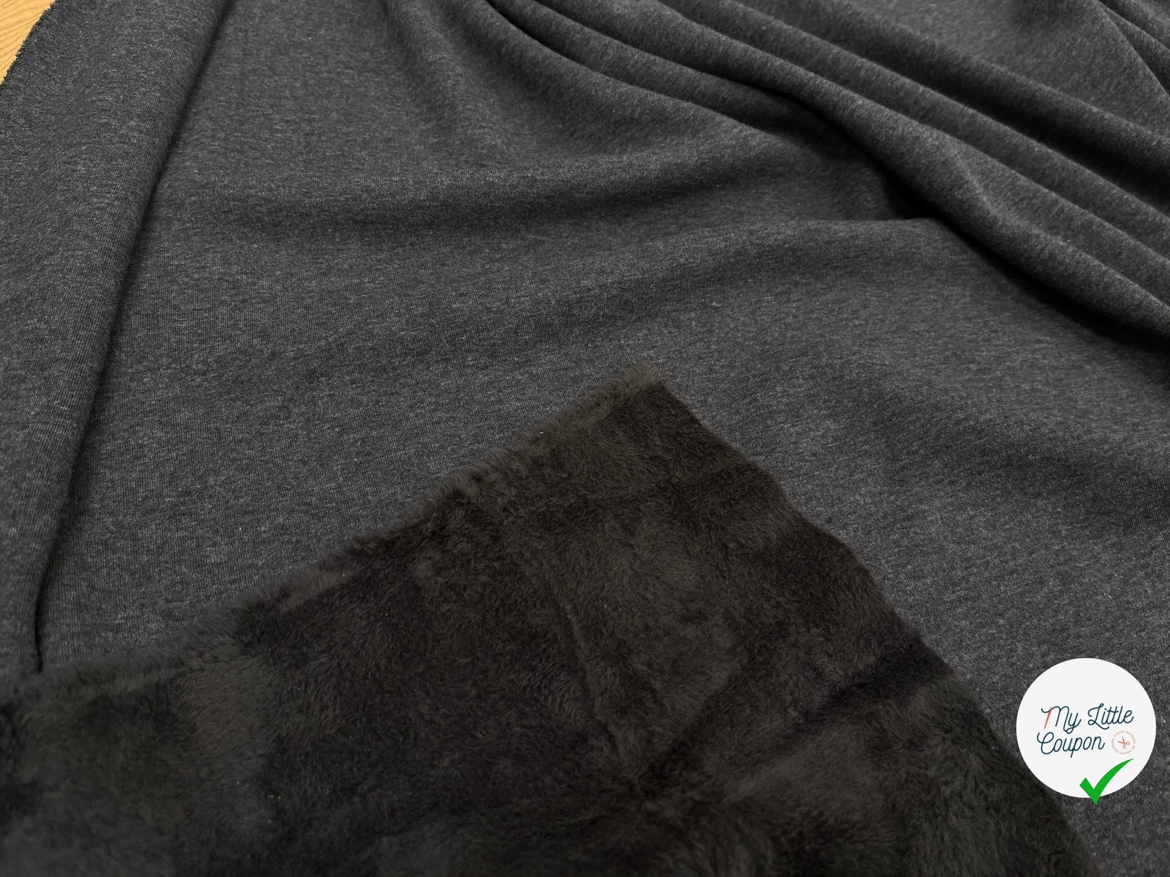 MOLLETON TOUT DOUX ENVERS GRATTÉ MADE IN FRANCE ANTHRACITE 57 - My Little Coupon