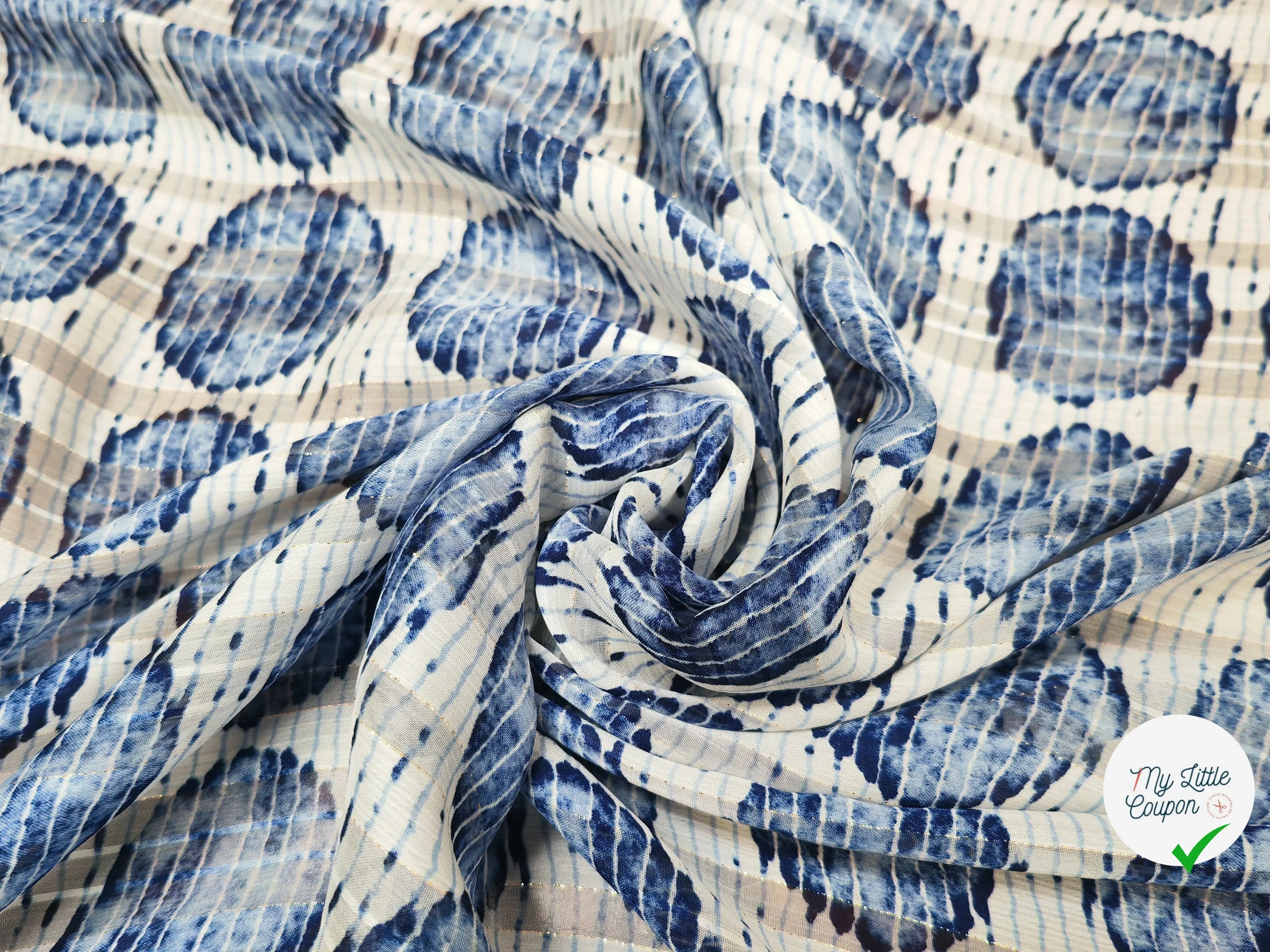 MOUSSELINE CERCLE BLUE FOND BLANC - My Little Coupon