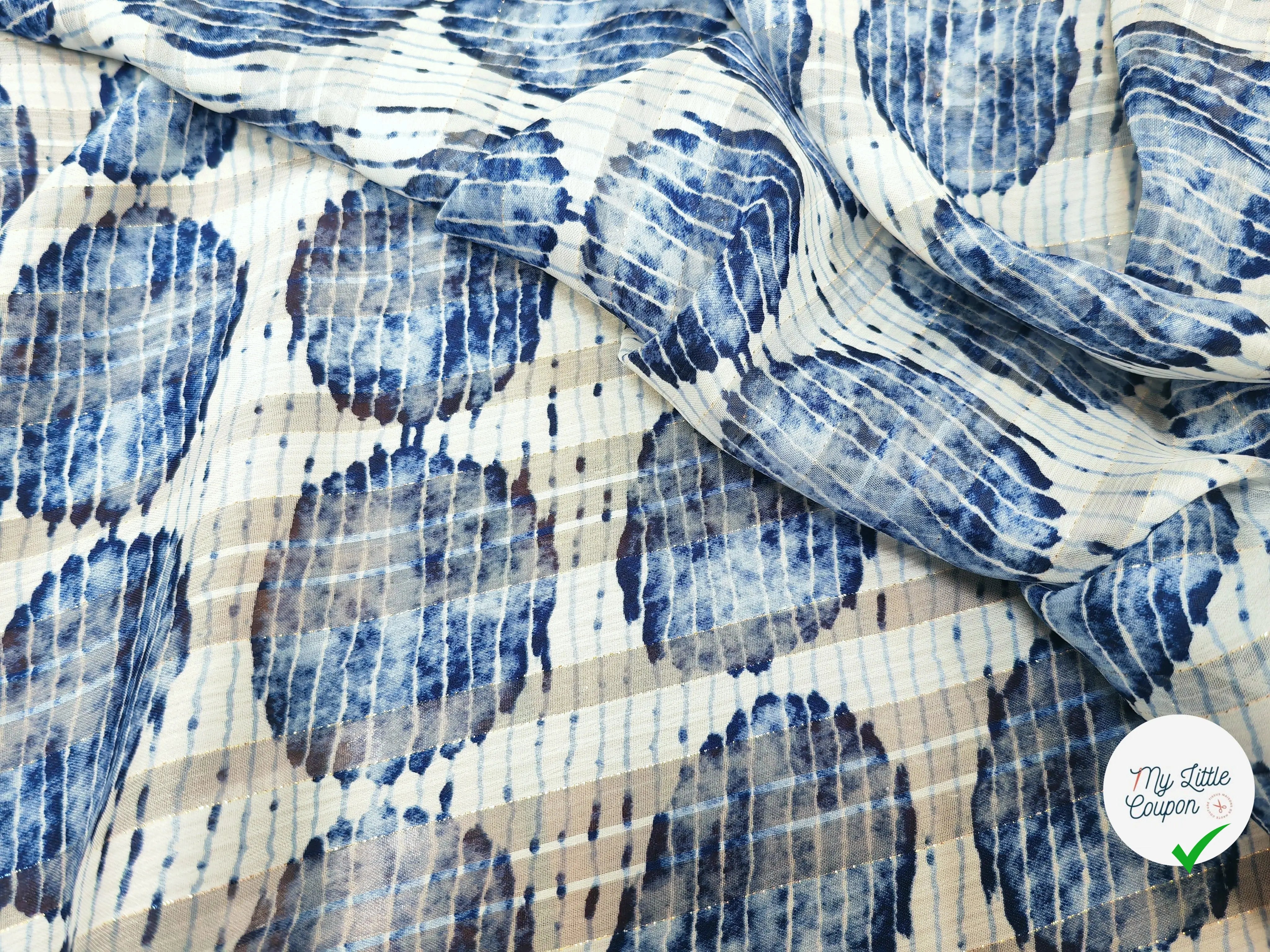 MOUSSELINE CERCLE BLUE FOND BLANC - My Little Coupon