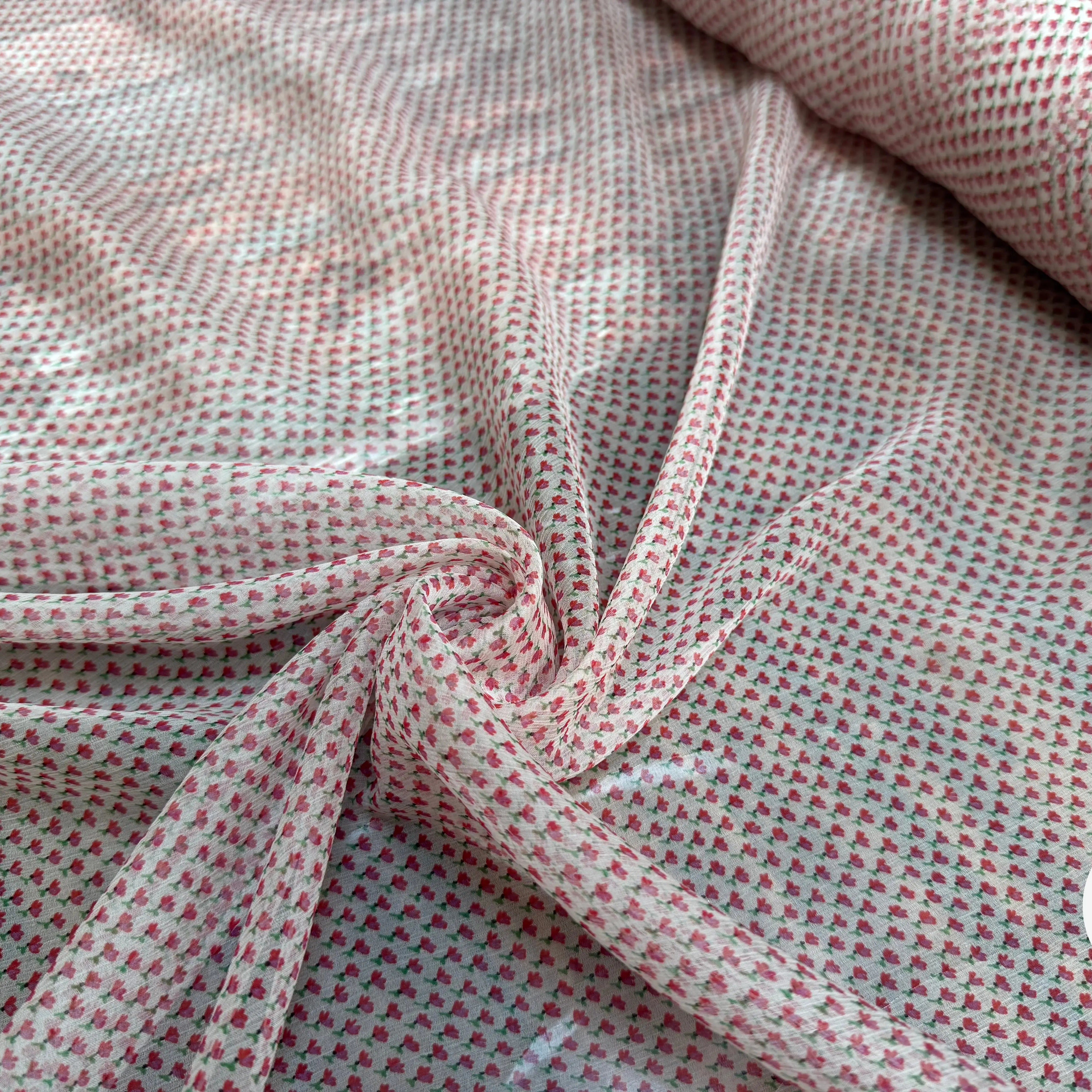 MOUSSELINE DE SOIE 100% SOIE MOTIFS FLEURS PRINTEMPS BLANC - My Little Coupon