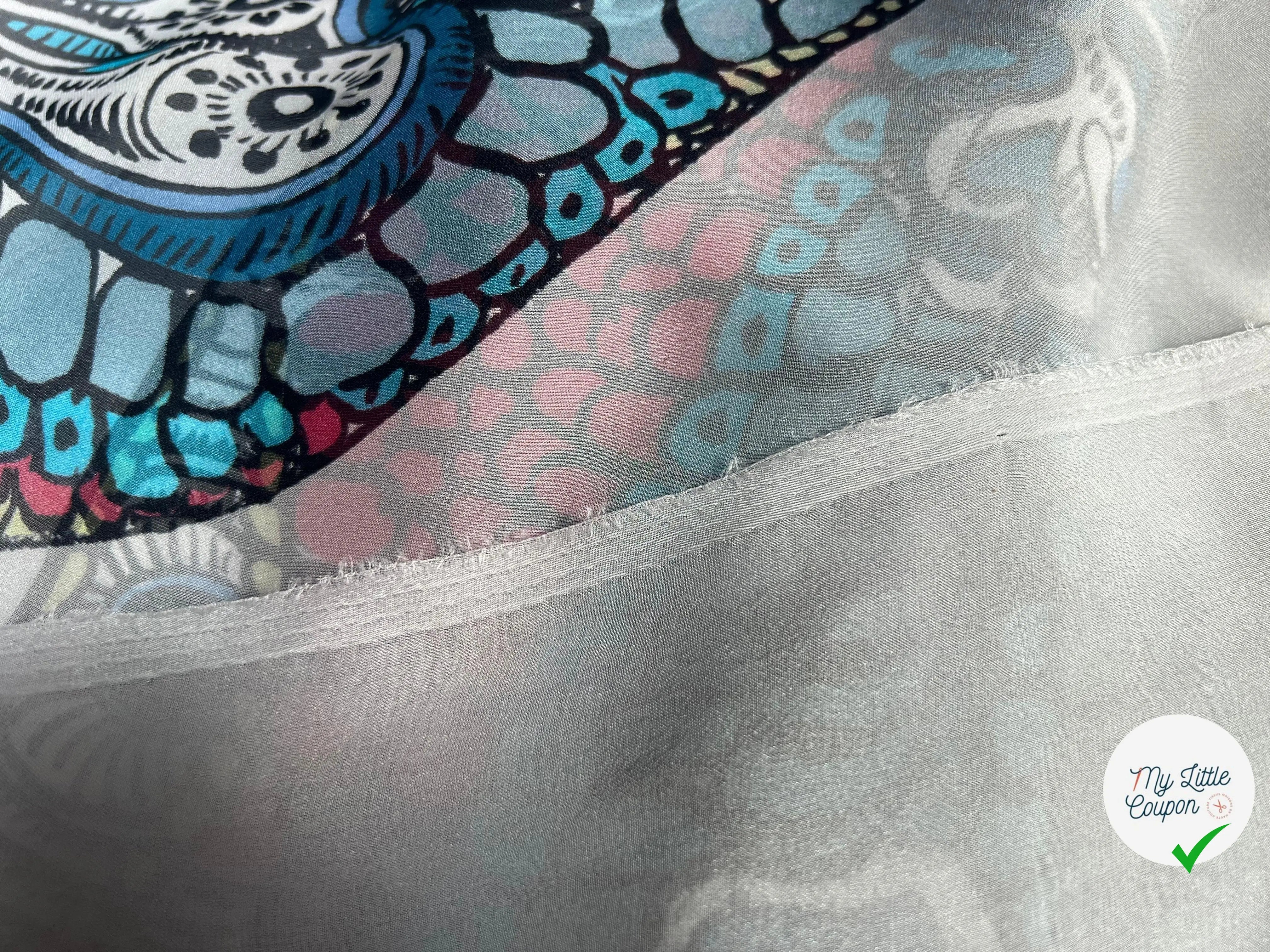 MOUSSELINE DE SOIE IMPRIMÉ SNAKE MULTICOLORE BLUE - My Little Coupon - tissu - coudre