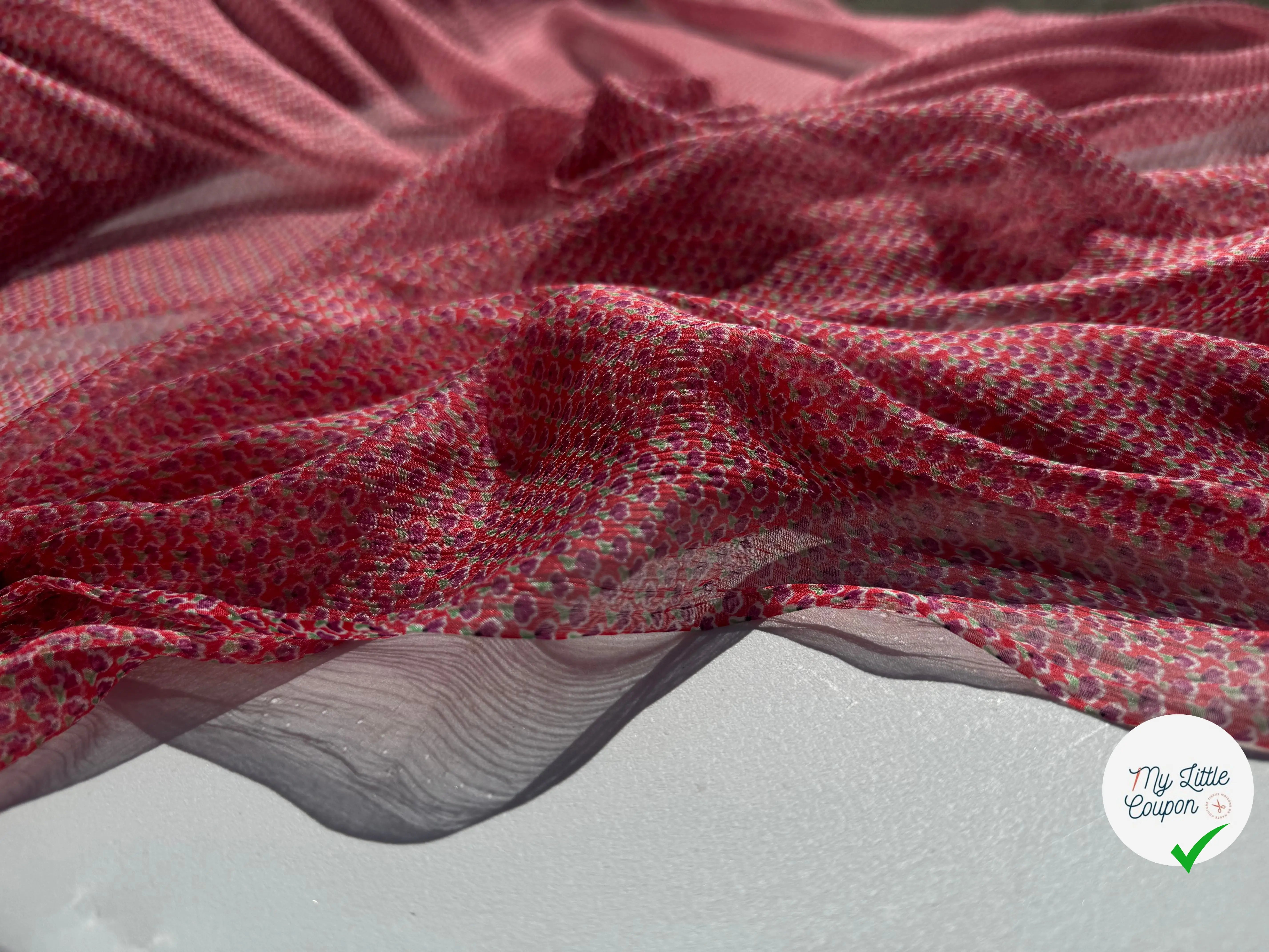 MOUSSELINE DE SOIE MOTIFS FLEURS DE PRINTEMPS - My Little Coupon